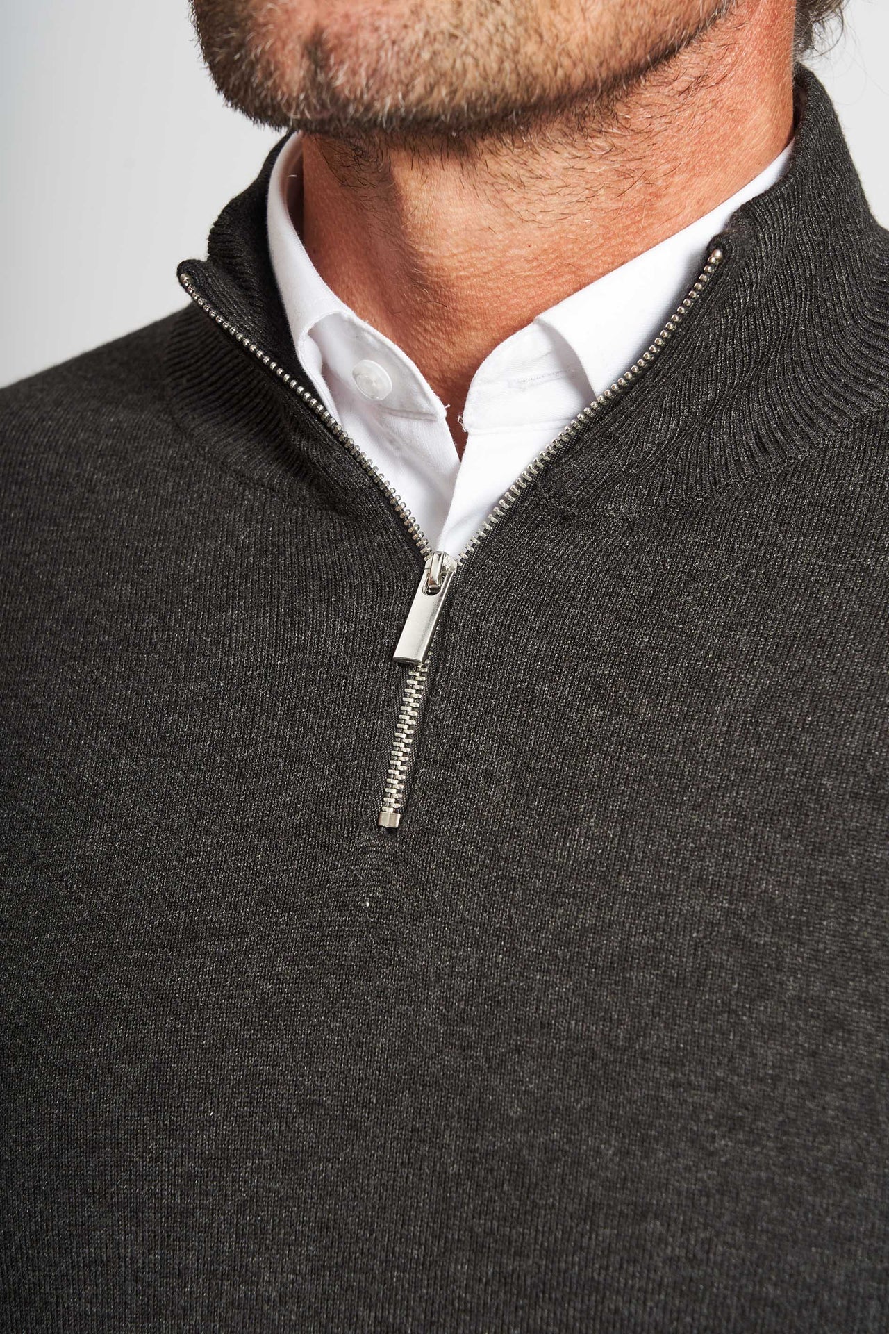 Halfzip Strik 'Mathias' - Charcoal Melange