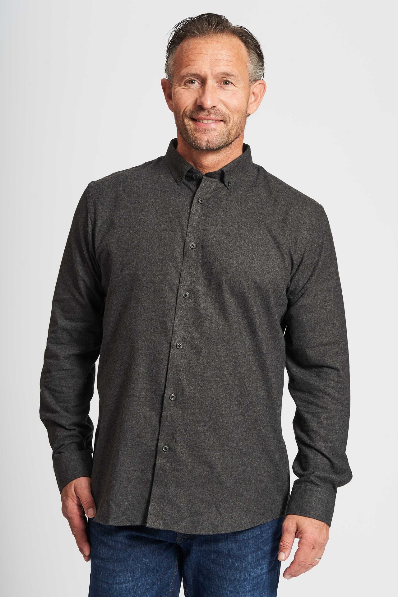 Flannel Skjorte 'Aage' - Charcoal Melange