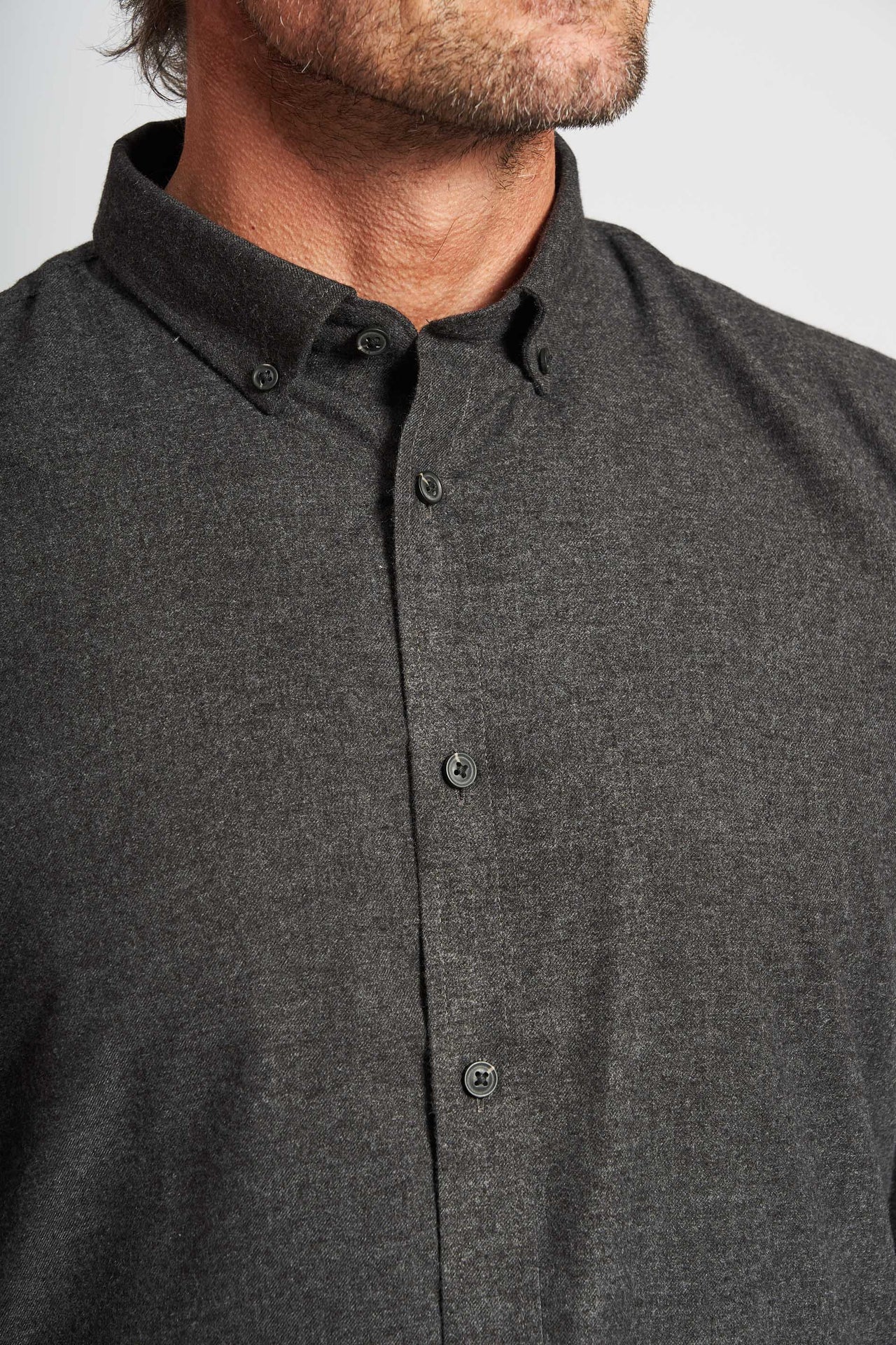 Flannel Skjorte 'Aage' - Charcoal Melange
