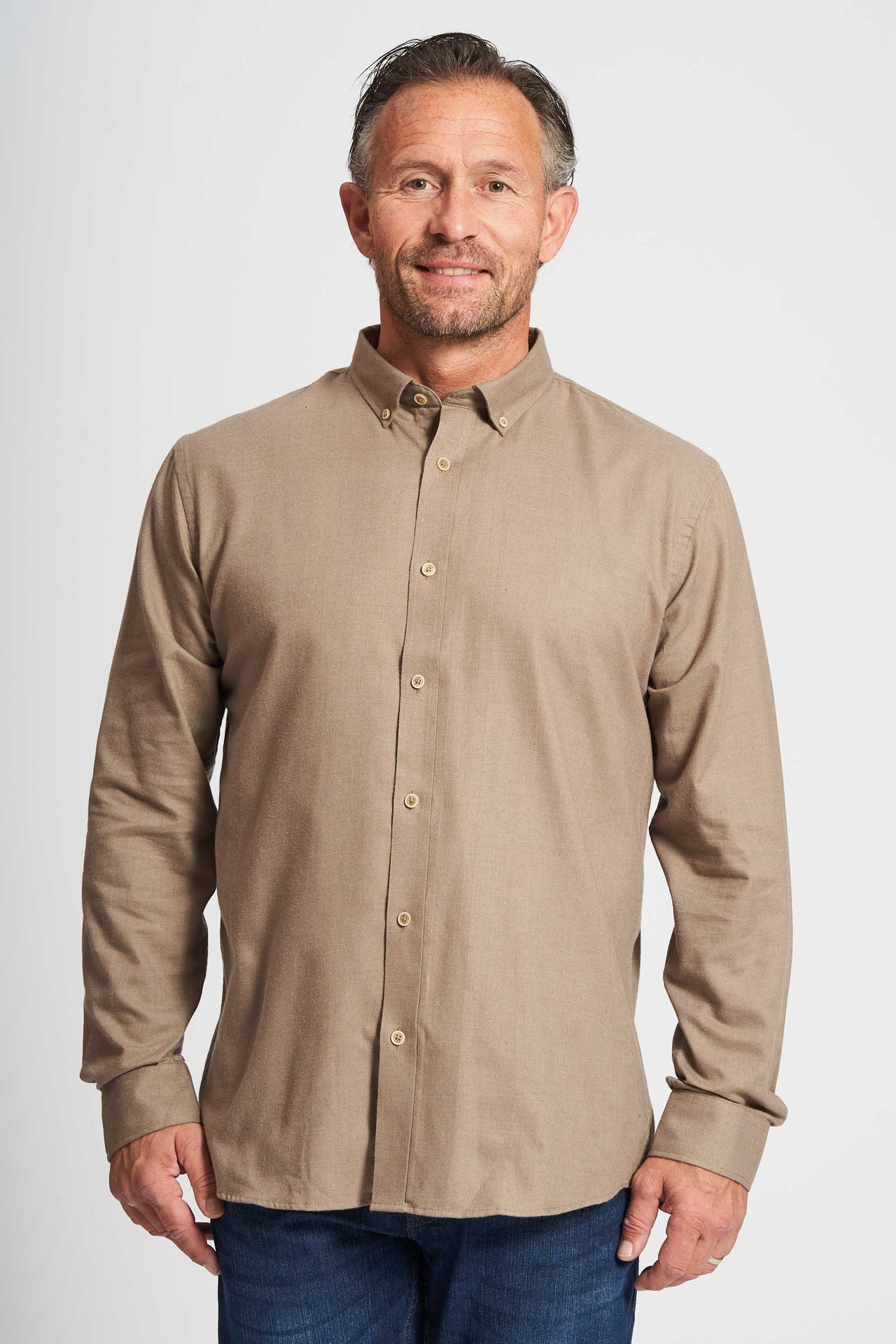 Flannel Skjorte 'Aage' - Sand Melange