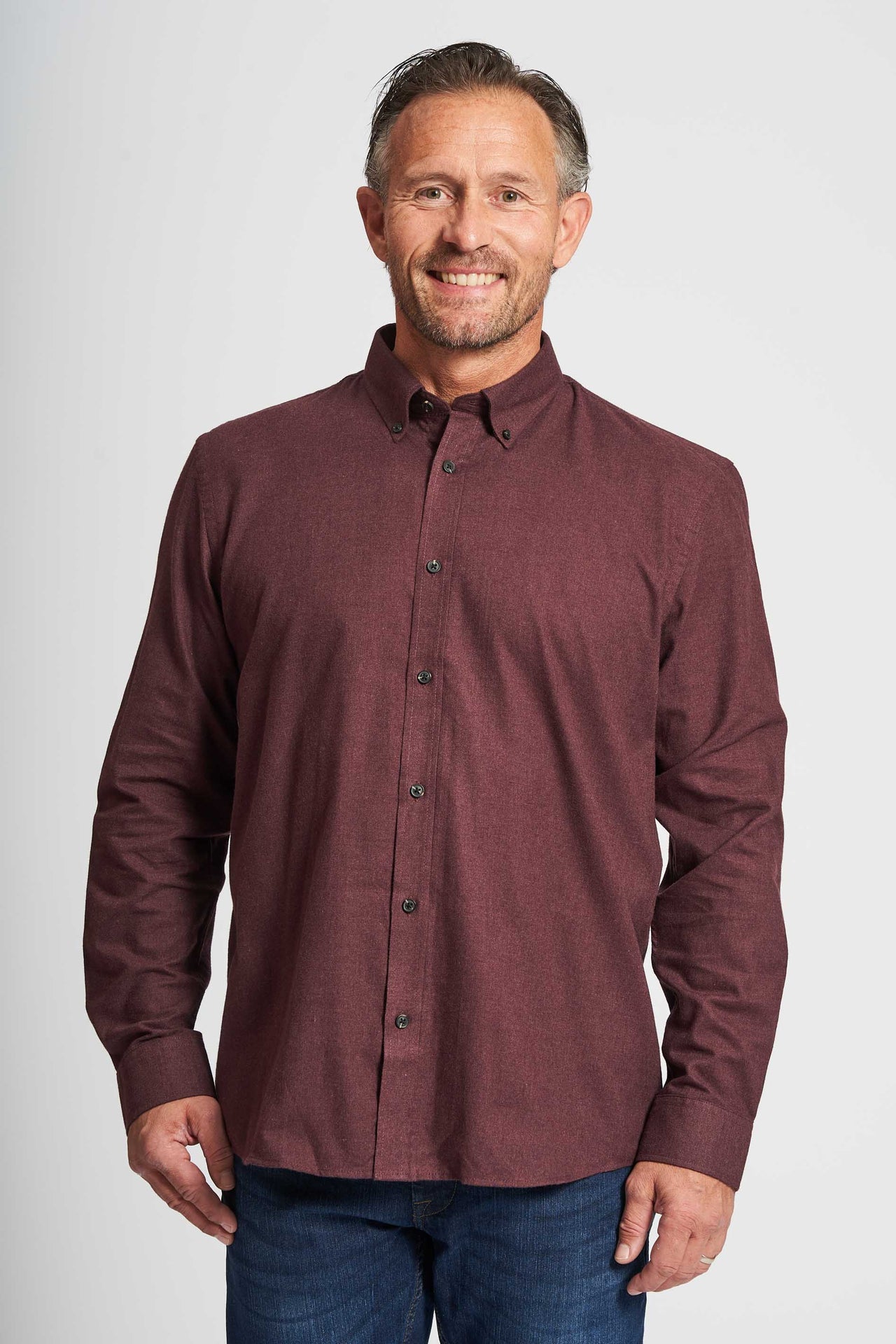 Flannel Skjorte 'Aage' - Bordeaux Melange