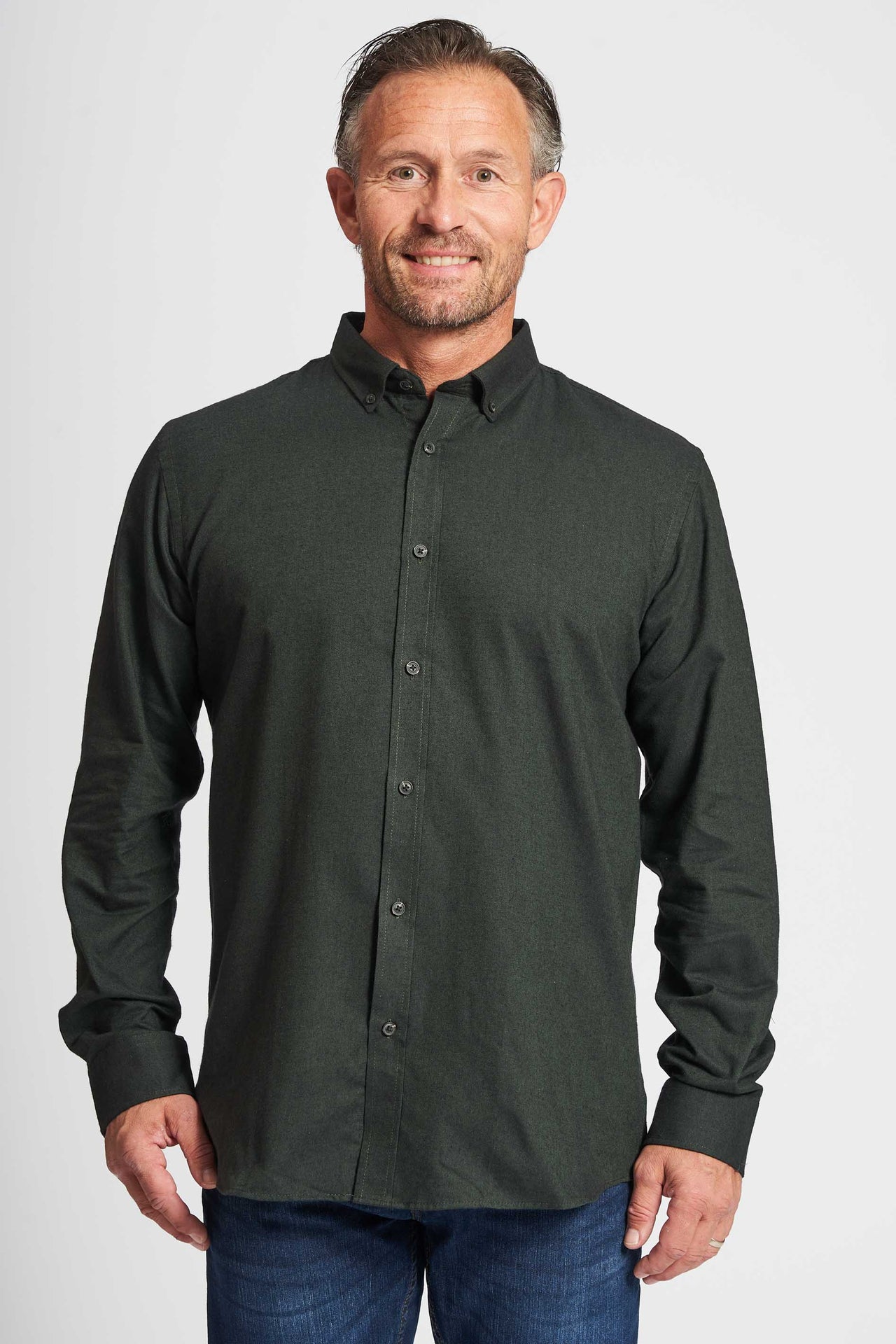 Flannel Skjorte 'Aage' - Olive Melange