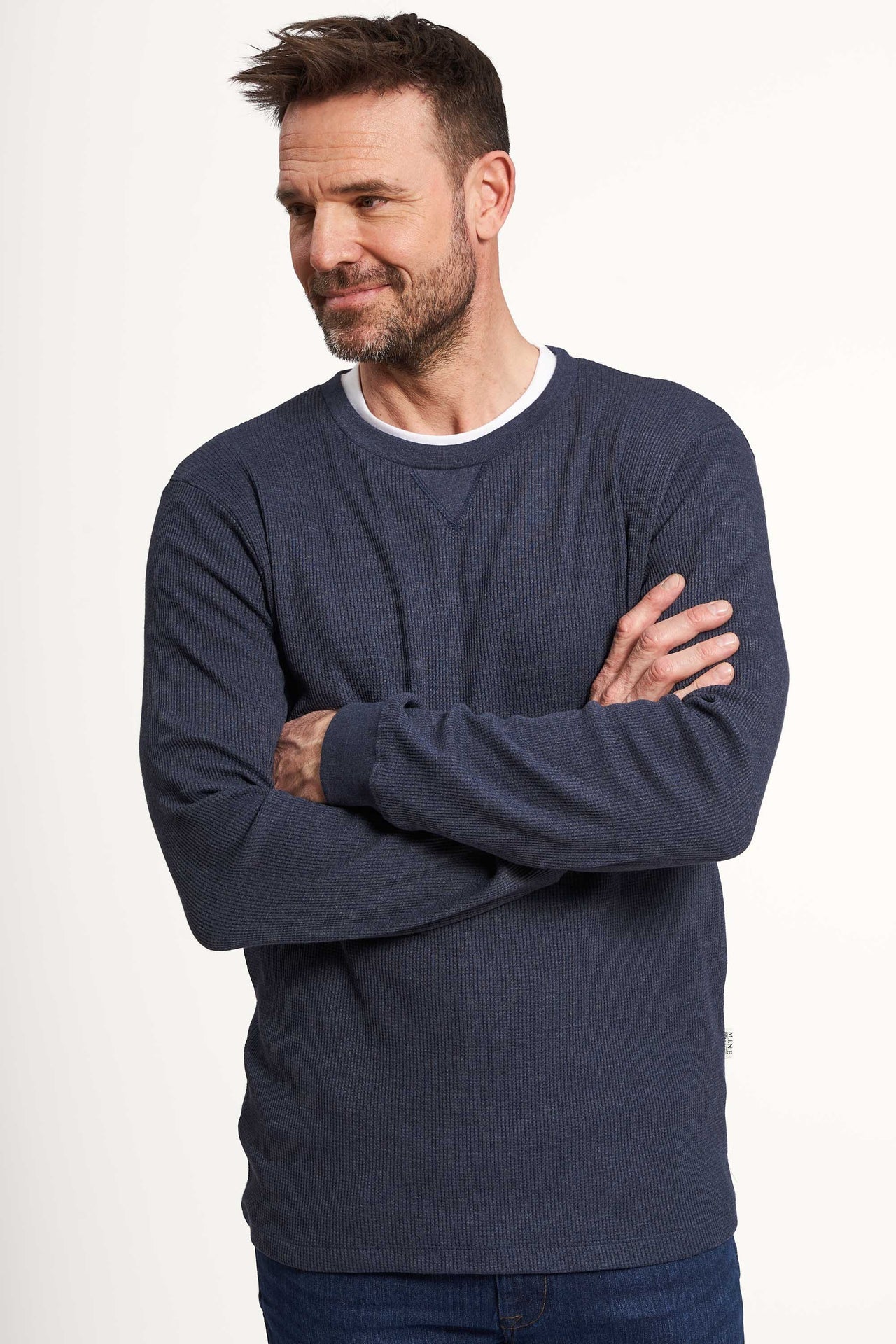 Vaffel Sweat 'Asnaes' - Blue Melange