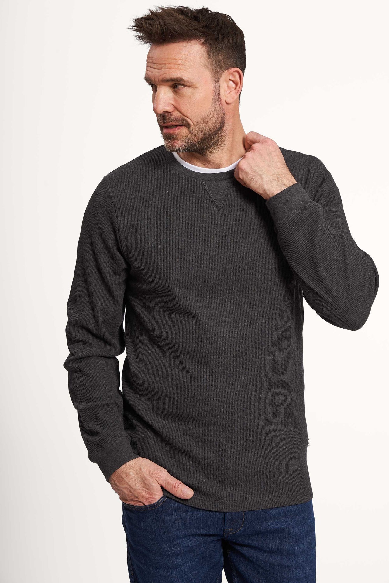 Vaffel Sweat 'Asnaes' - Dark Grey Melange