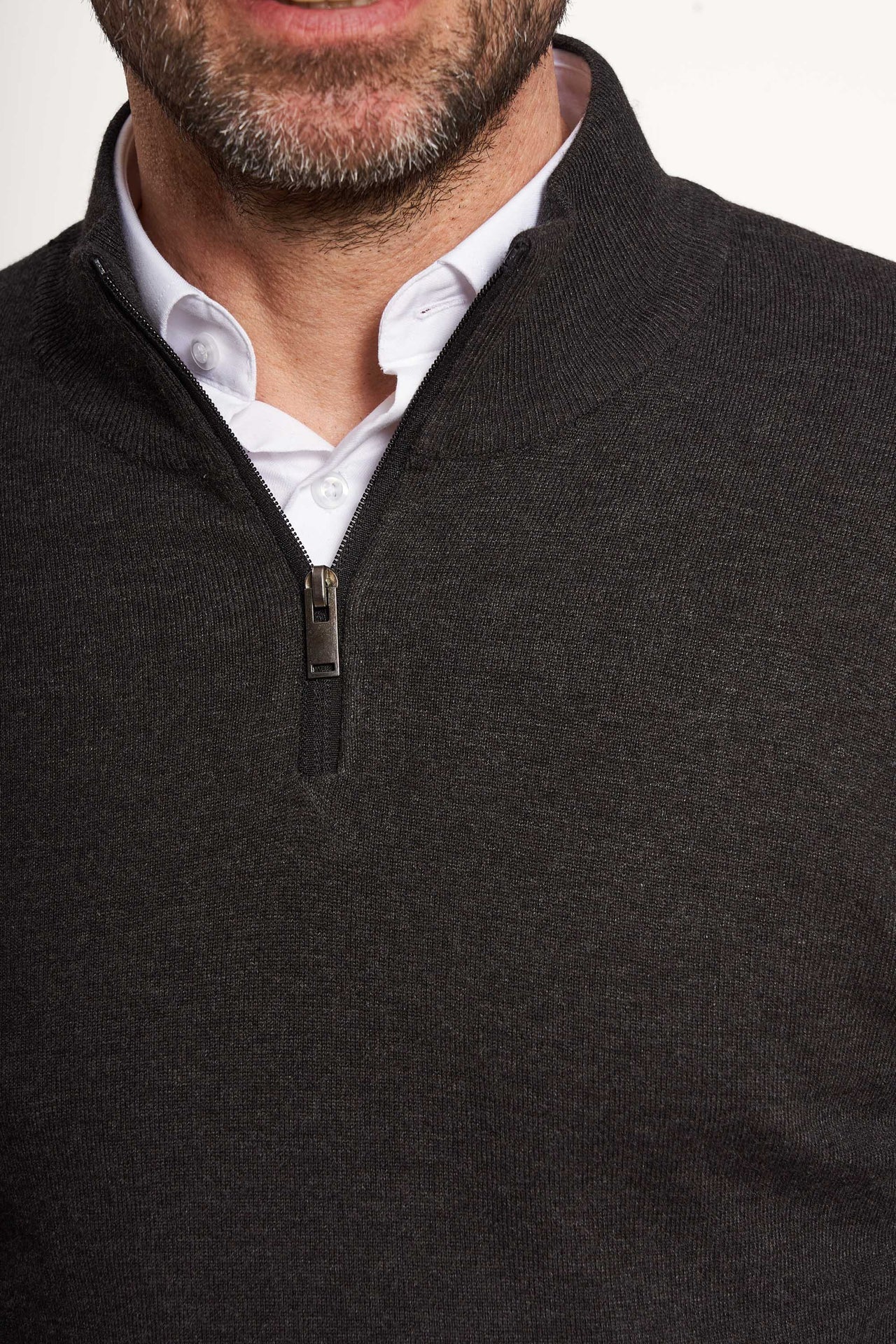 Halfzip Strik 'Gistrup' - Dark Grey Melange