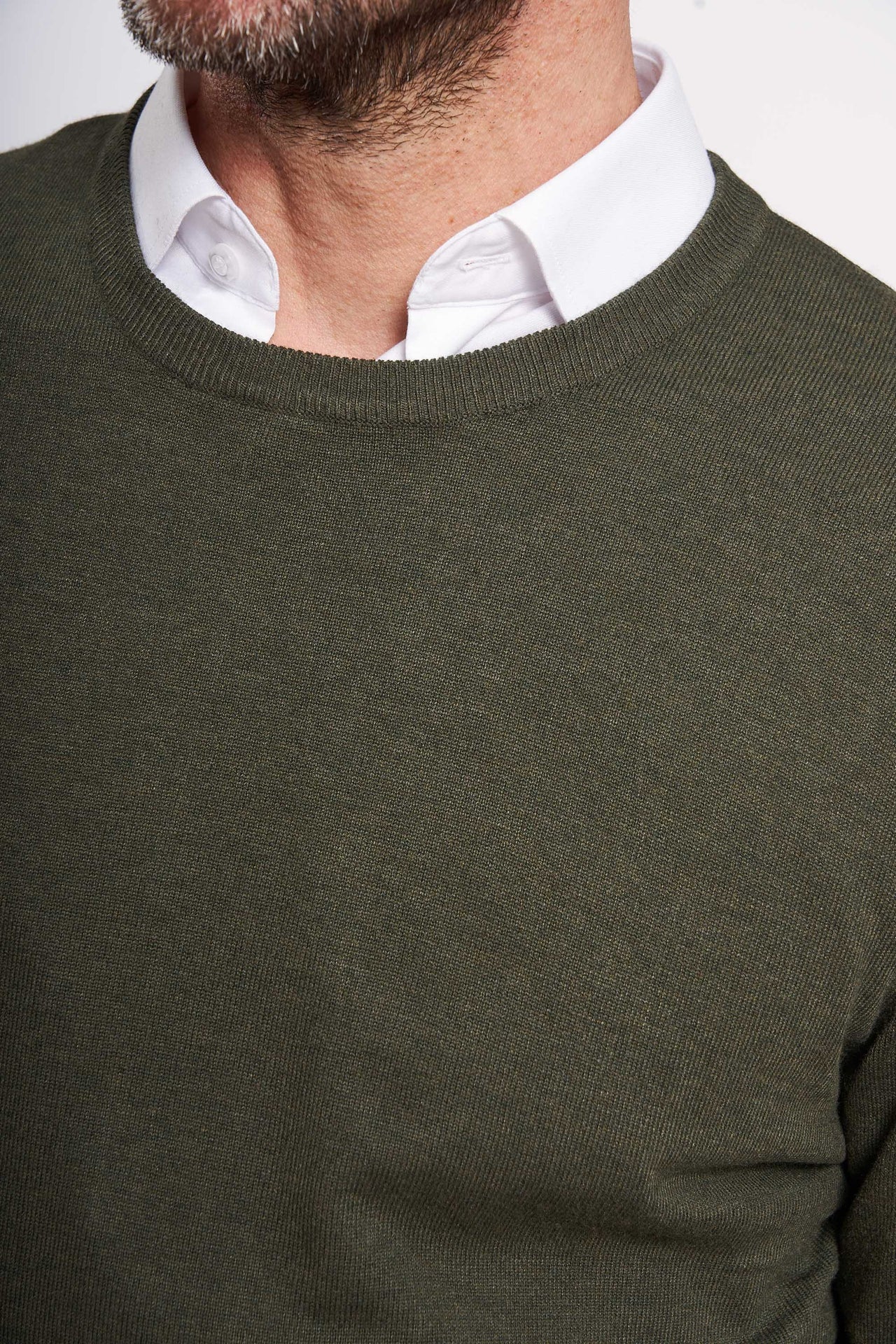 O'Neck Strik 'Greve' - Dark Olive Melange