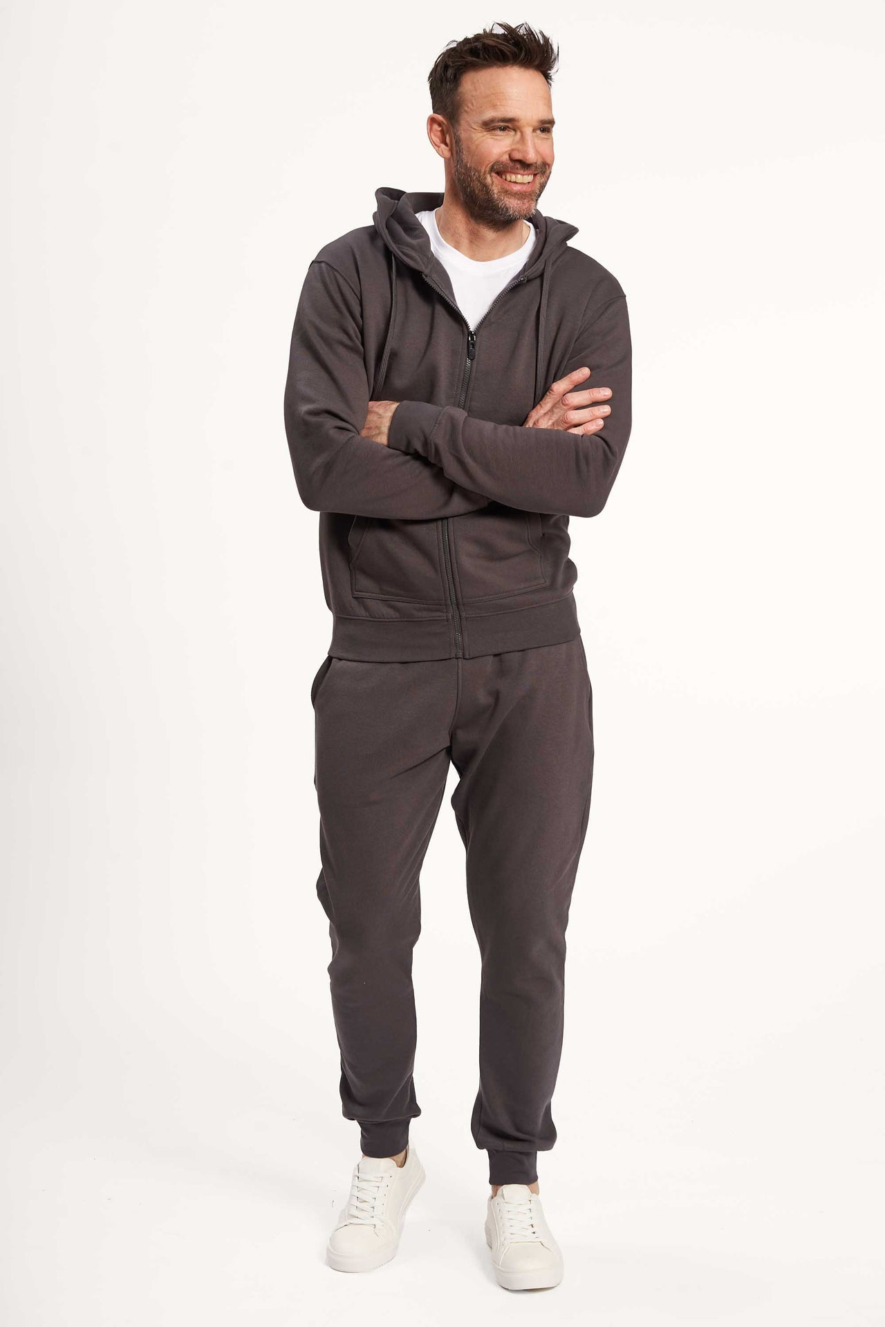 Sweat Cardigan 'Trige' - Dark Cement