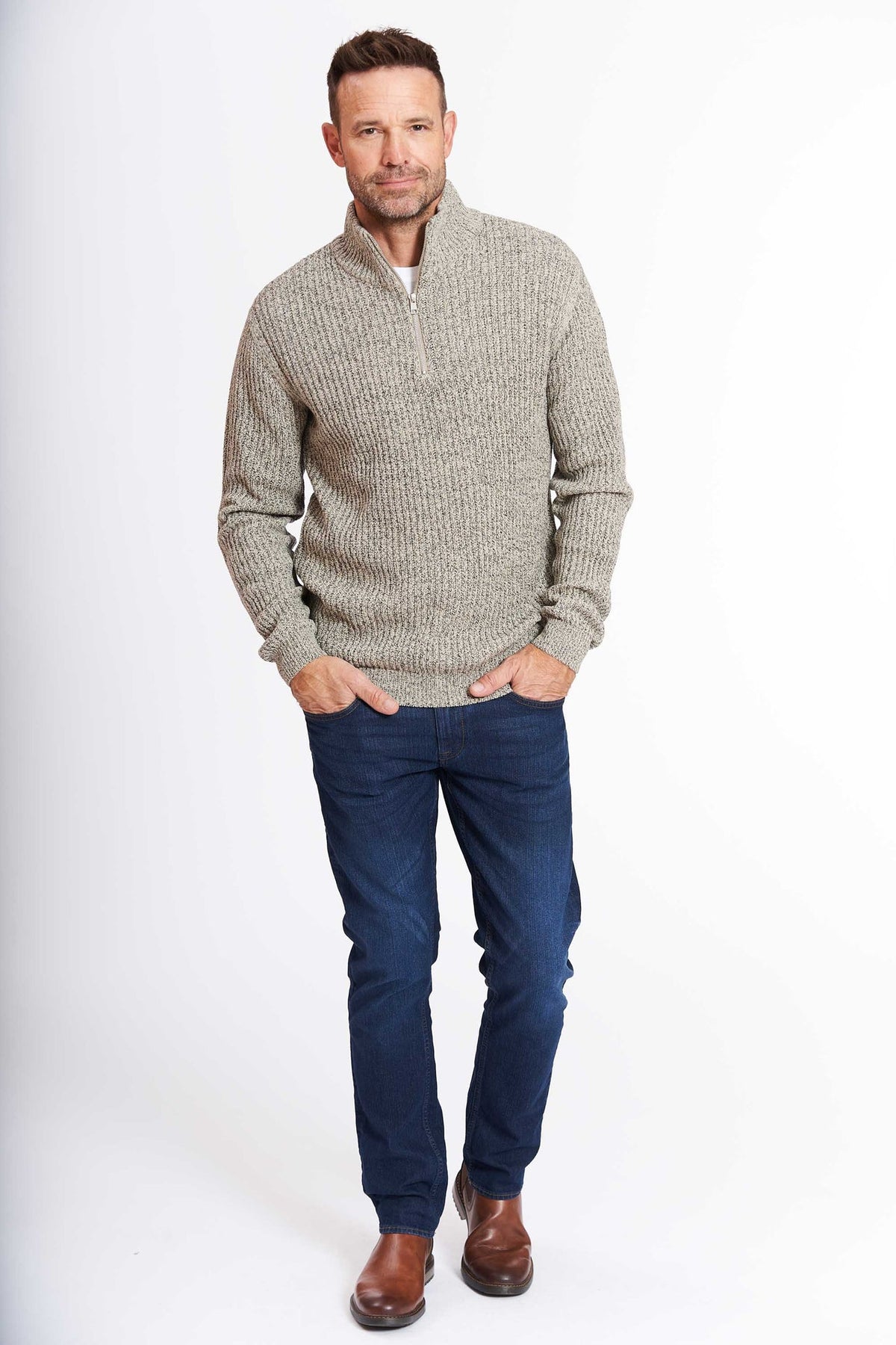 Half Zip Strik 'Spenstrup' - Grey Twist