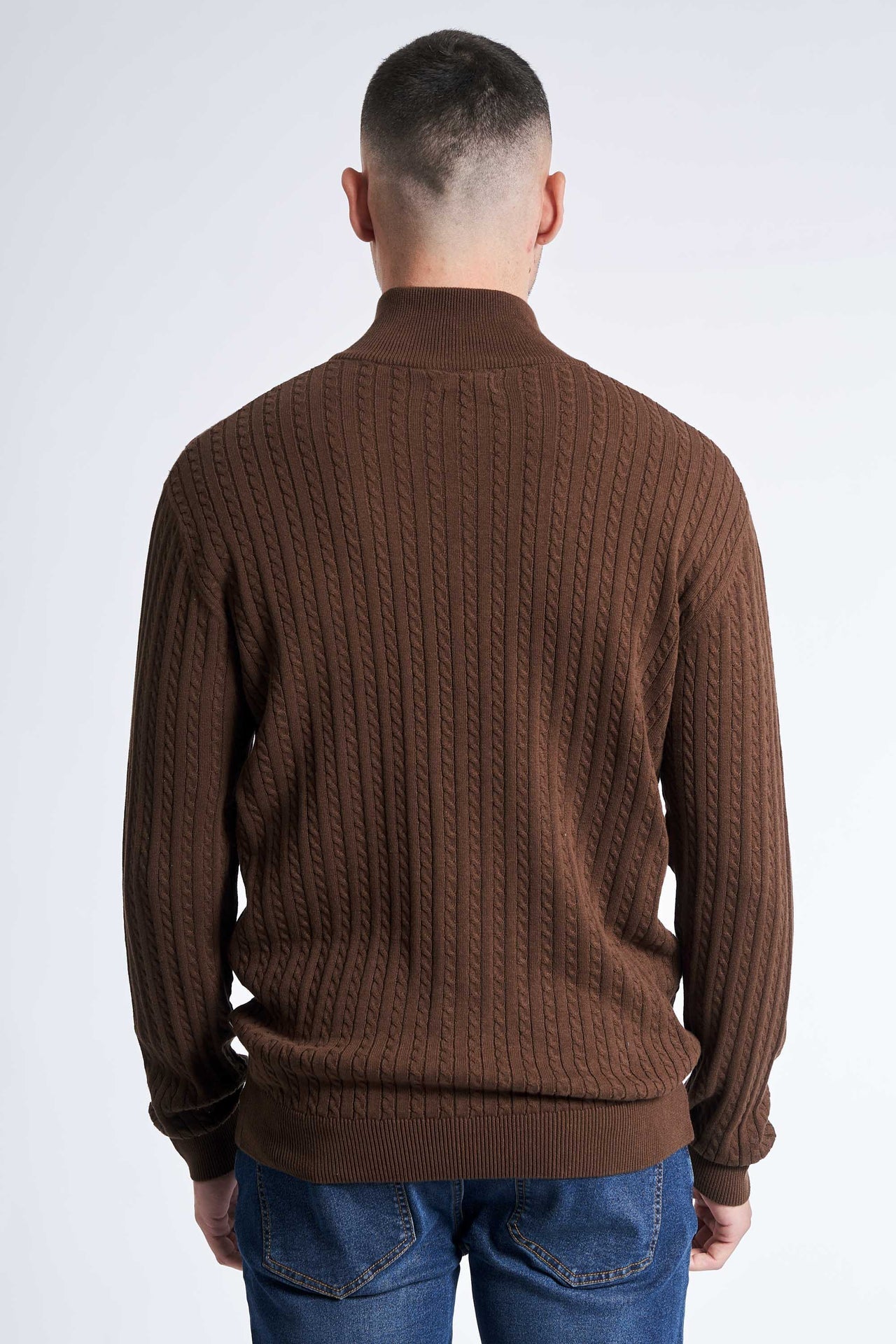 Half Zip Kabelstrik 'Oure' - Dark Latte