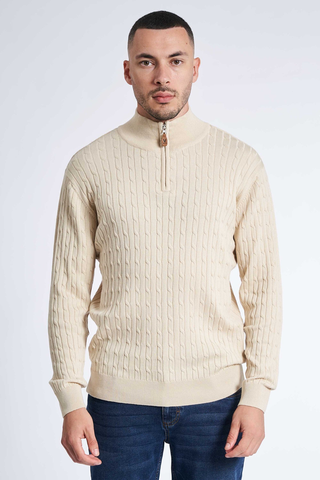 Half Zip Kabelstrik 'Klampenborg' - Whitecap Gray Melange