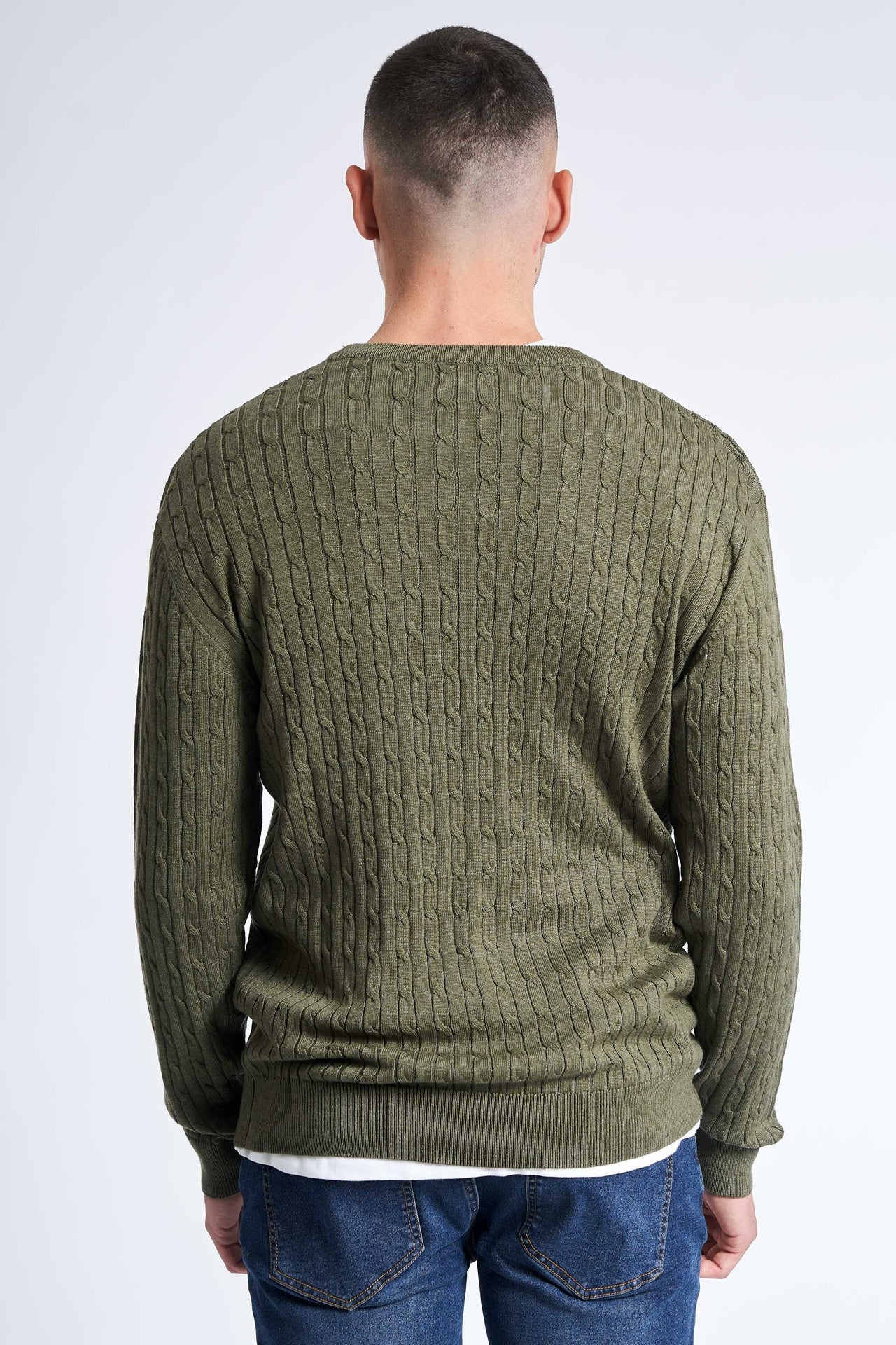 Kabelstrik 'Gentofte' - Dark Olive Melange