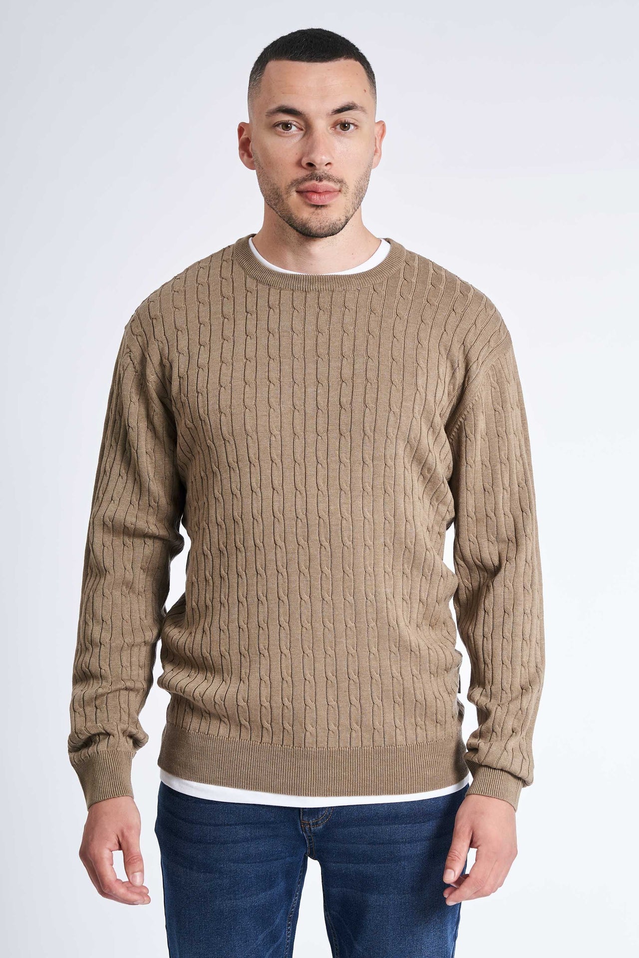 Kabelstrik 'Gentofte' - Dark Sand Melange