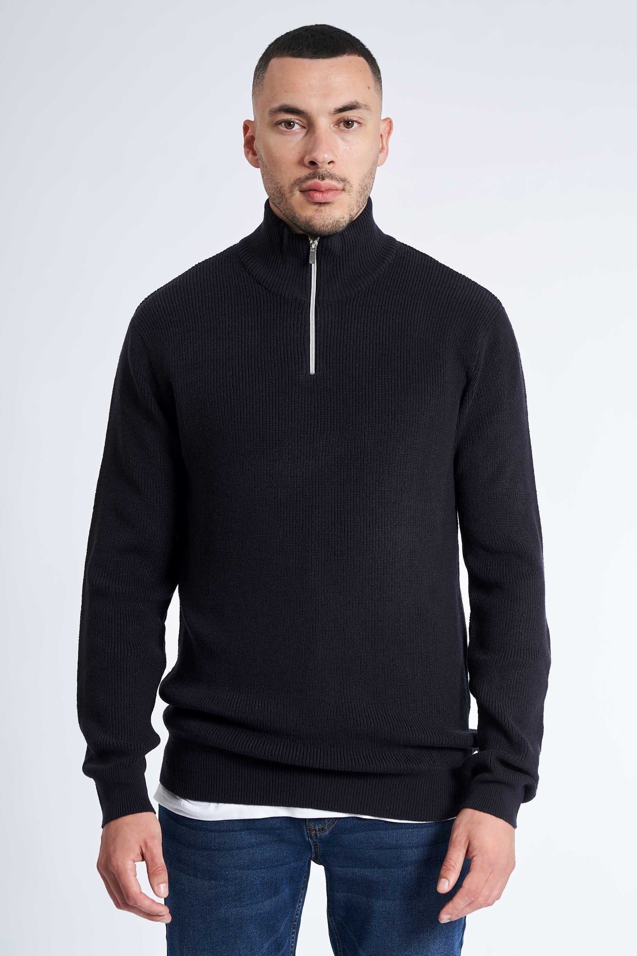 Half Zip Strik 'Hinnerup' - Dark Navy Twist