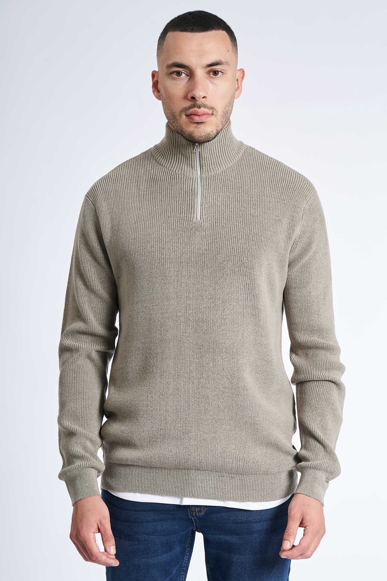 Half Zip Strik 'Hinnerup' - Grey Twist