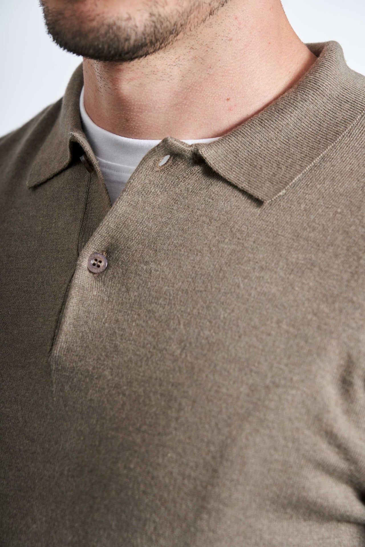 Langærmet Polo 'Tranbjerg' - Dark Sand Melange