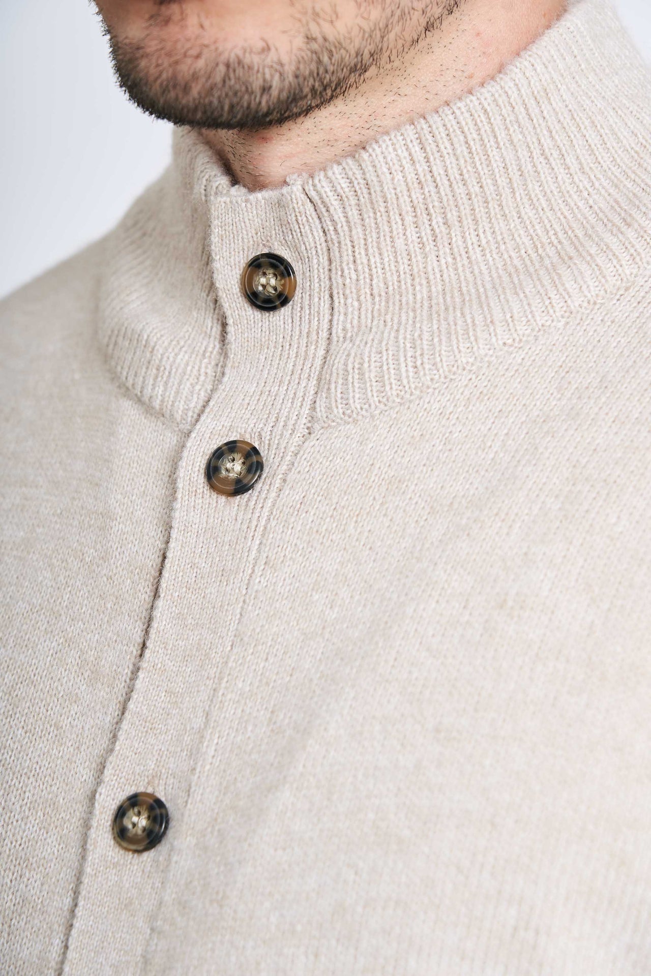Cardigan m. Uld 'Lemming' - Sand Melange