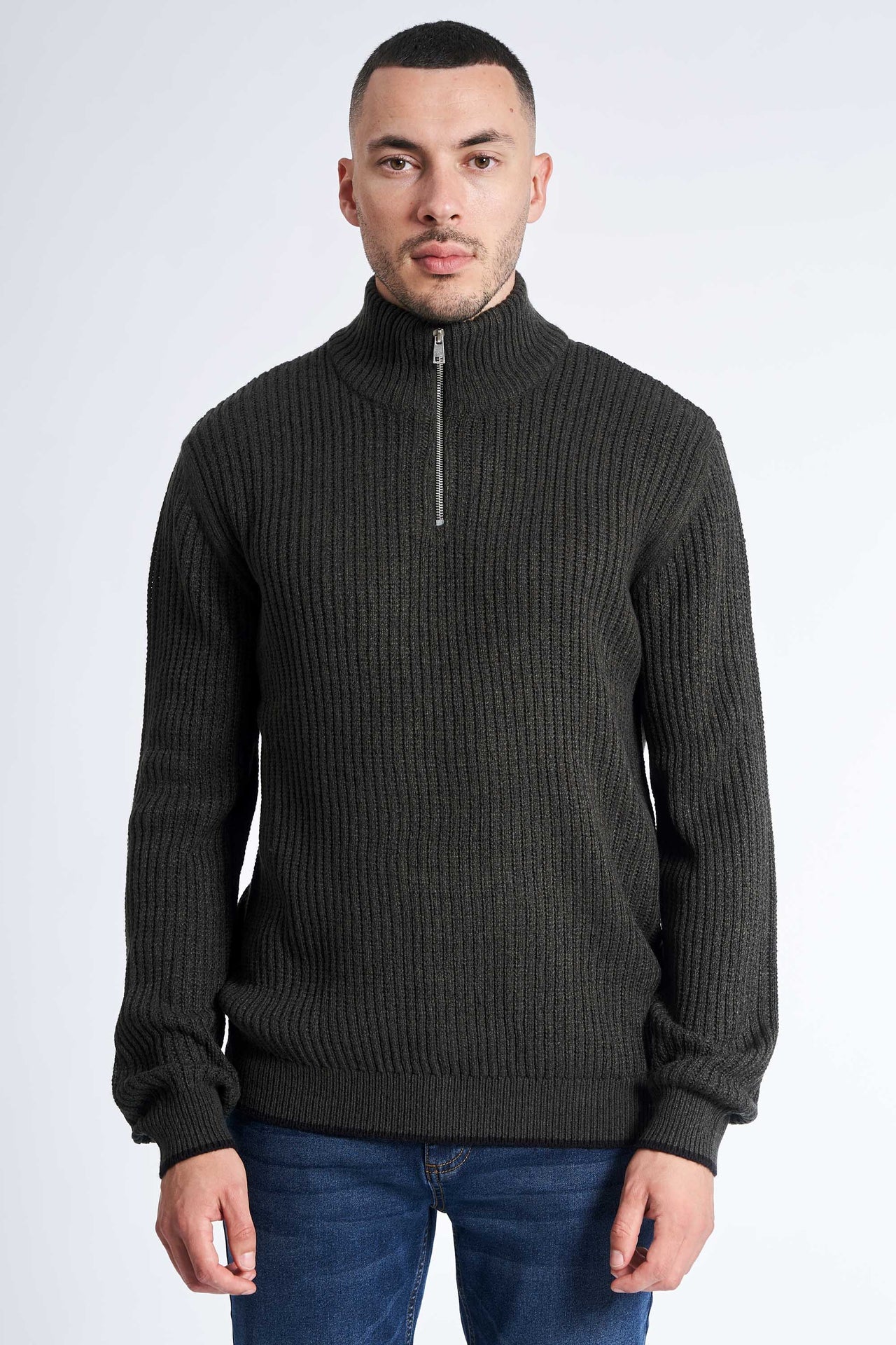 Half Zip Strik 'Tureby' - Hunter Green Twist