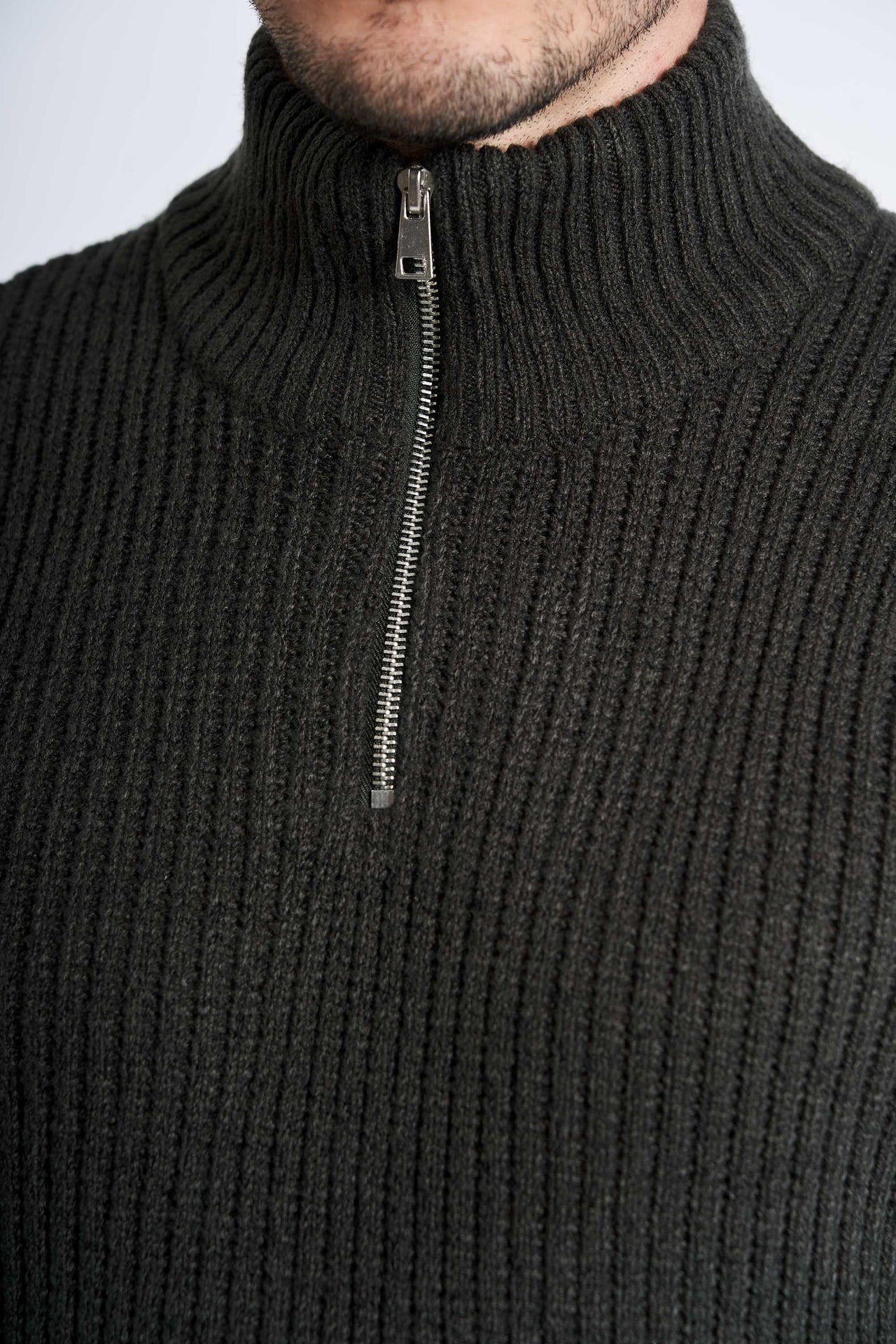 Half Zip Strik 'Tureby' - Hunter Green Twist