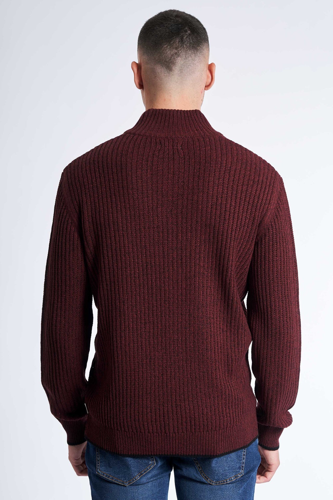 Half Zip Strik 'Tureby' - Deep Wine Twist