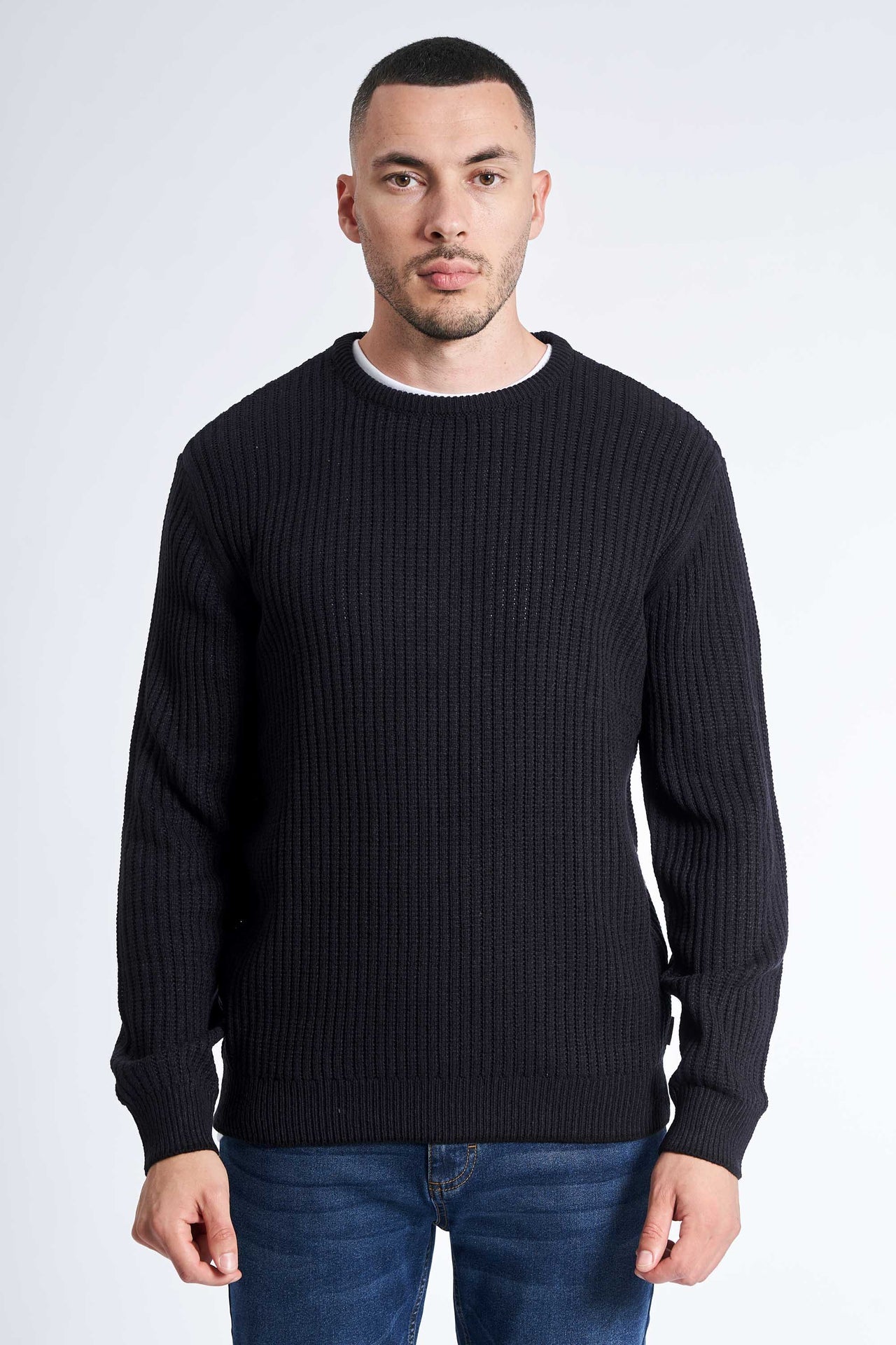 Ribstrik 'Toftelund' - Dark Navy Twist