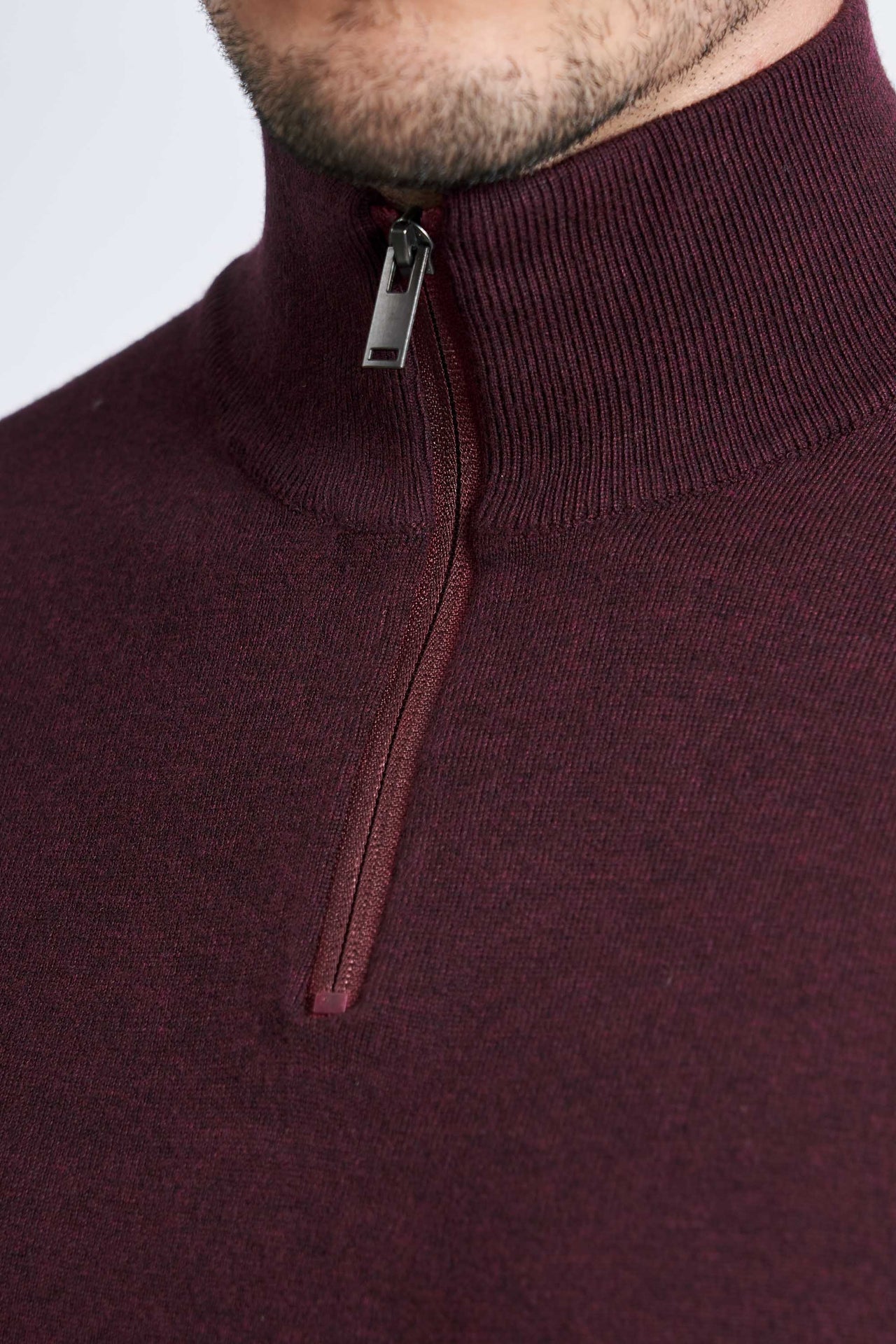 Half Zip Strik 'Toreby' - Deep Wine Melange