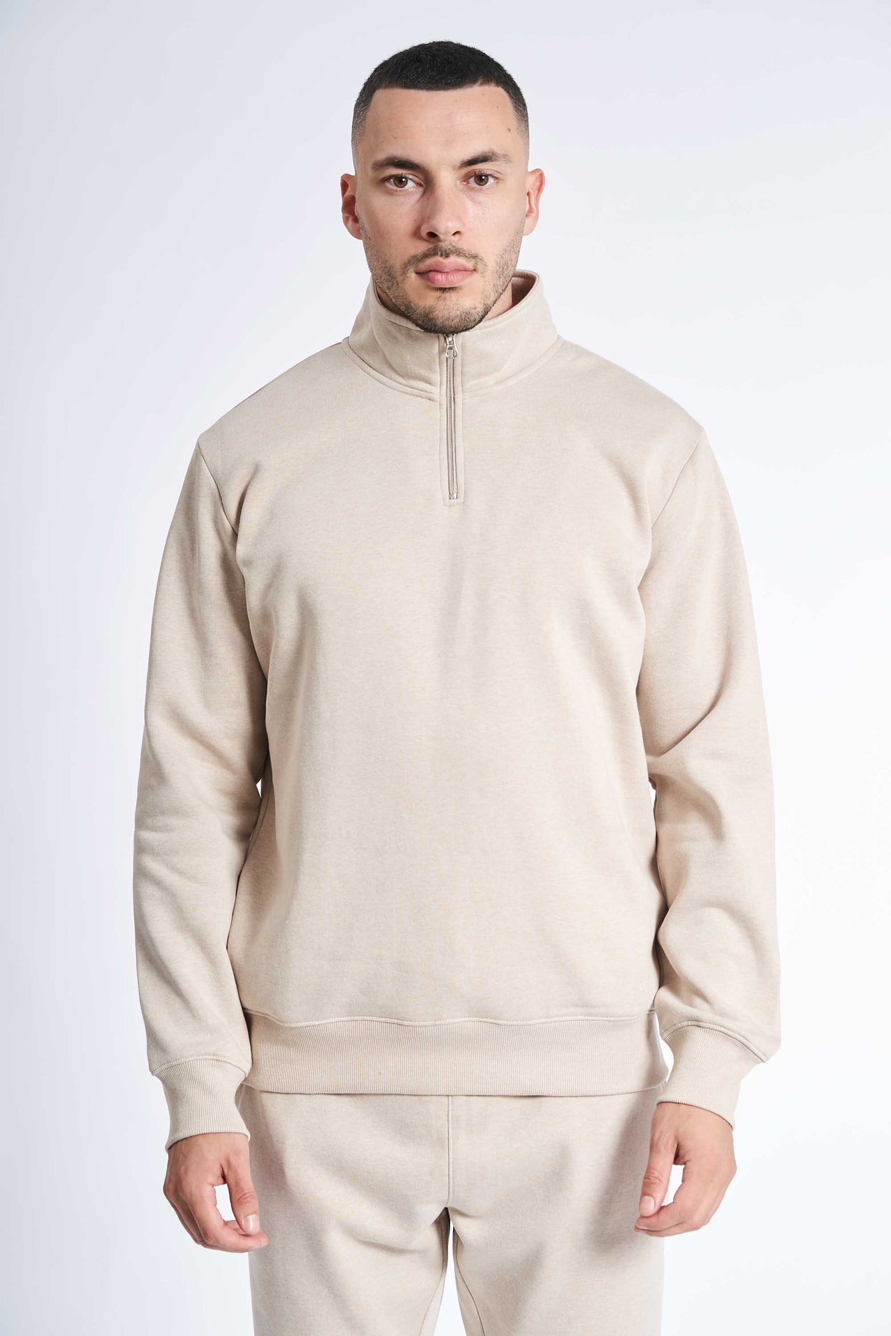 Sweat Half Zip 'Aarup' - Dark Kit Melange