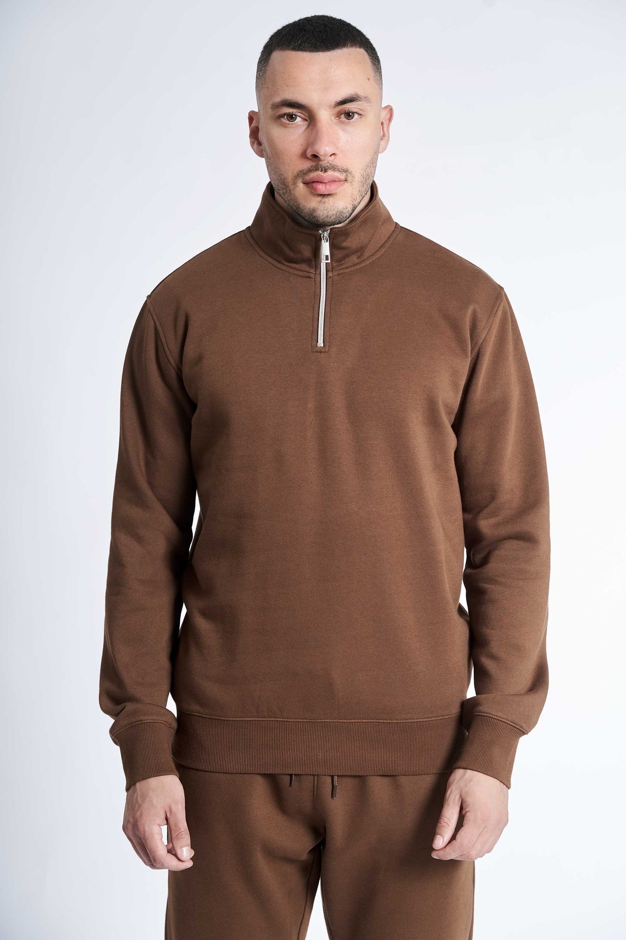 Sweat Half Zip 'Aarup' - Dark Latte