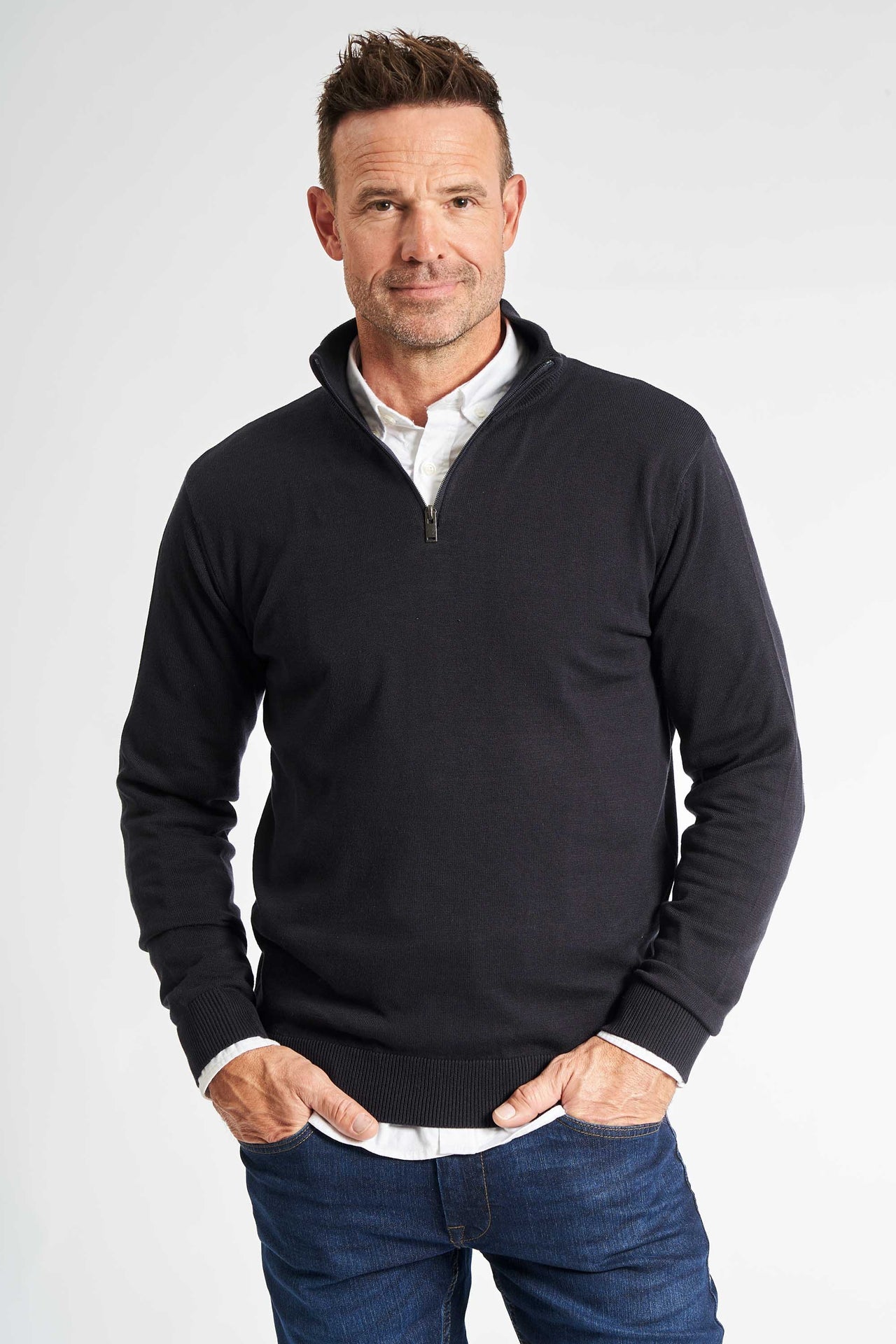 Half Zip Strik 'Havndal' - Dark Navy