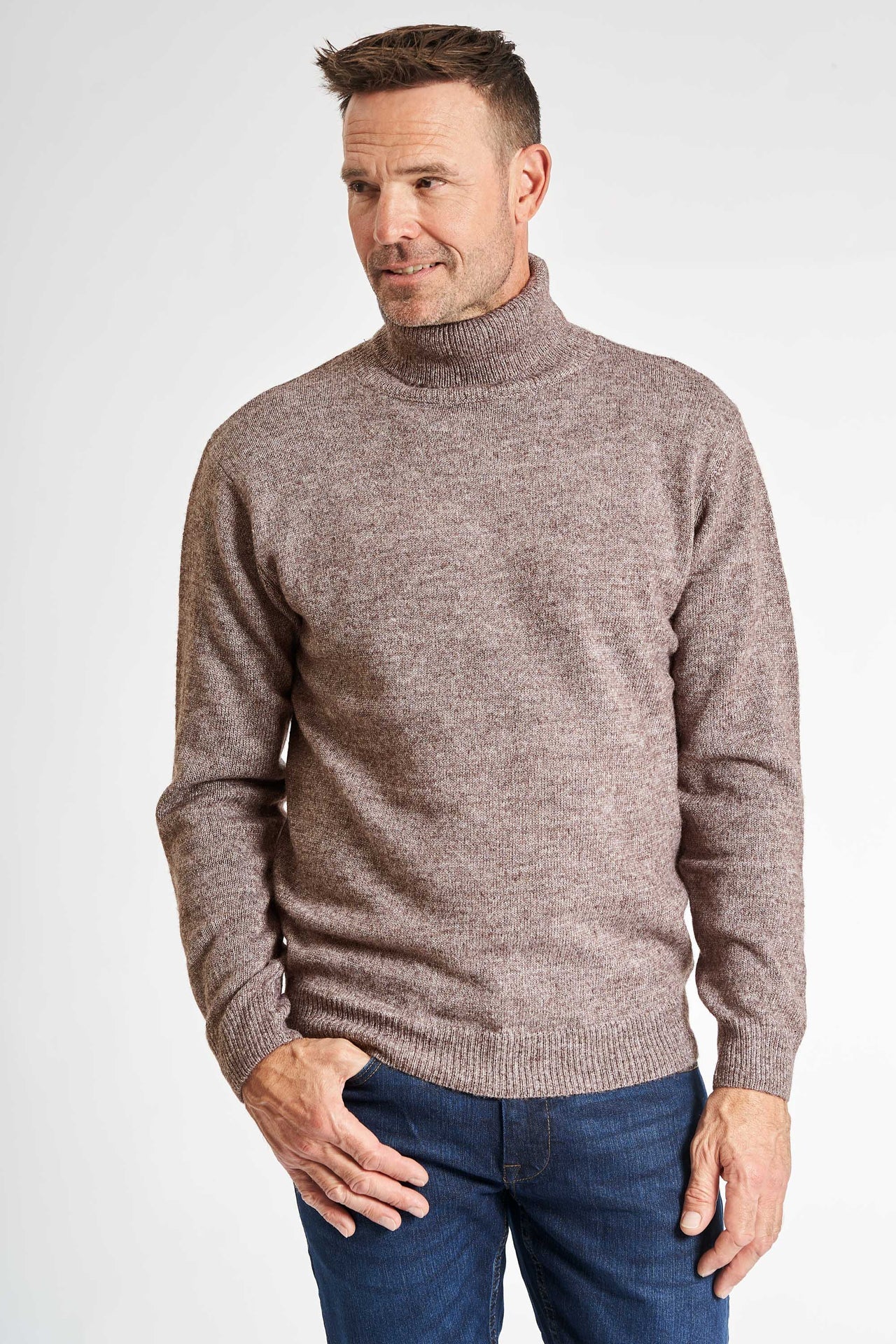 Rullekrave m. Uld 'Gulborg' - Dark Latte Melange