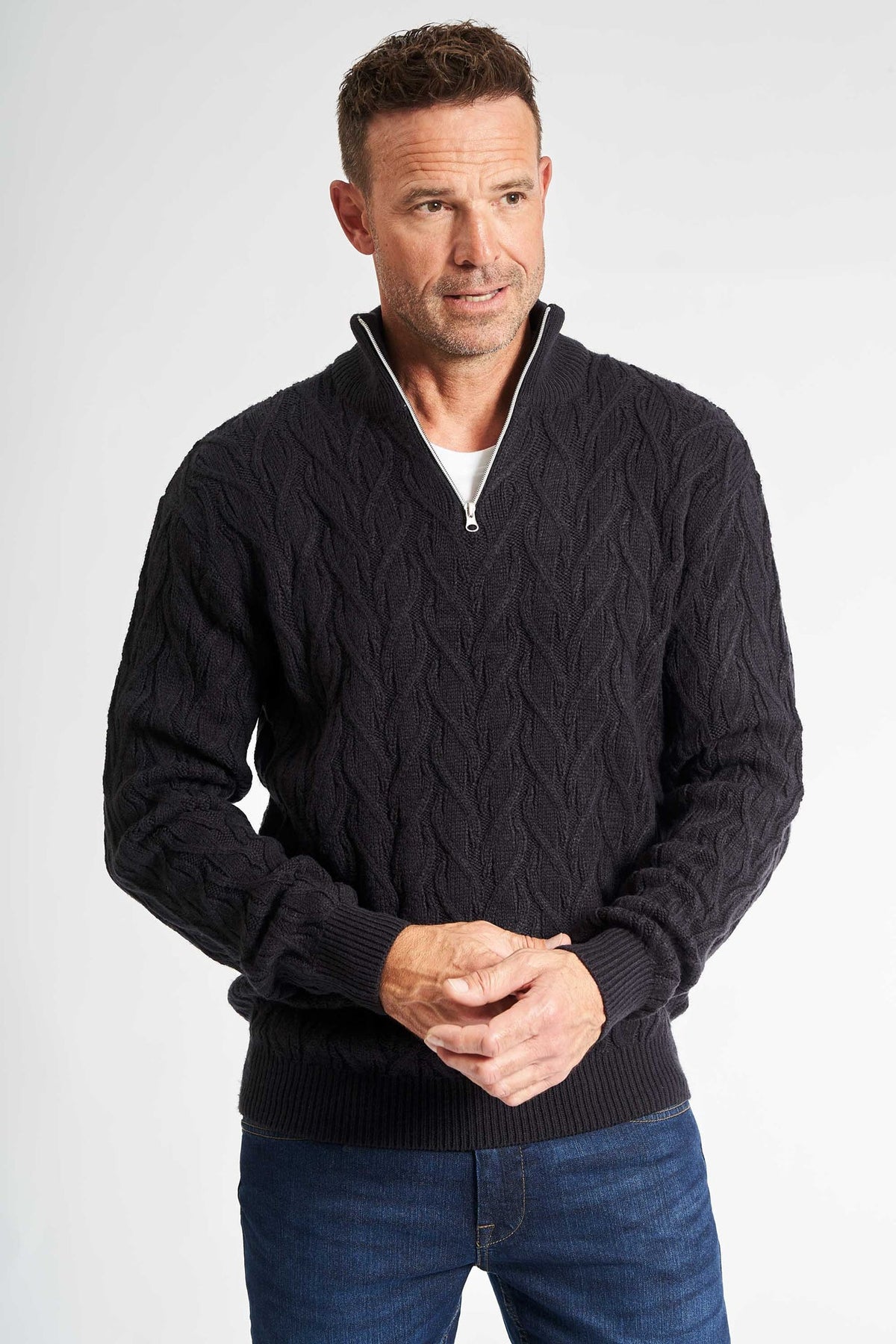 Half Zip Kabelstrik 'Liseleje' - Dark Navy