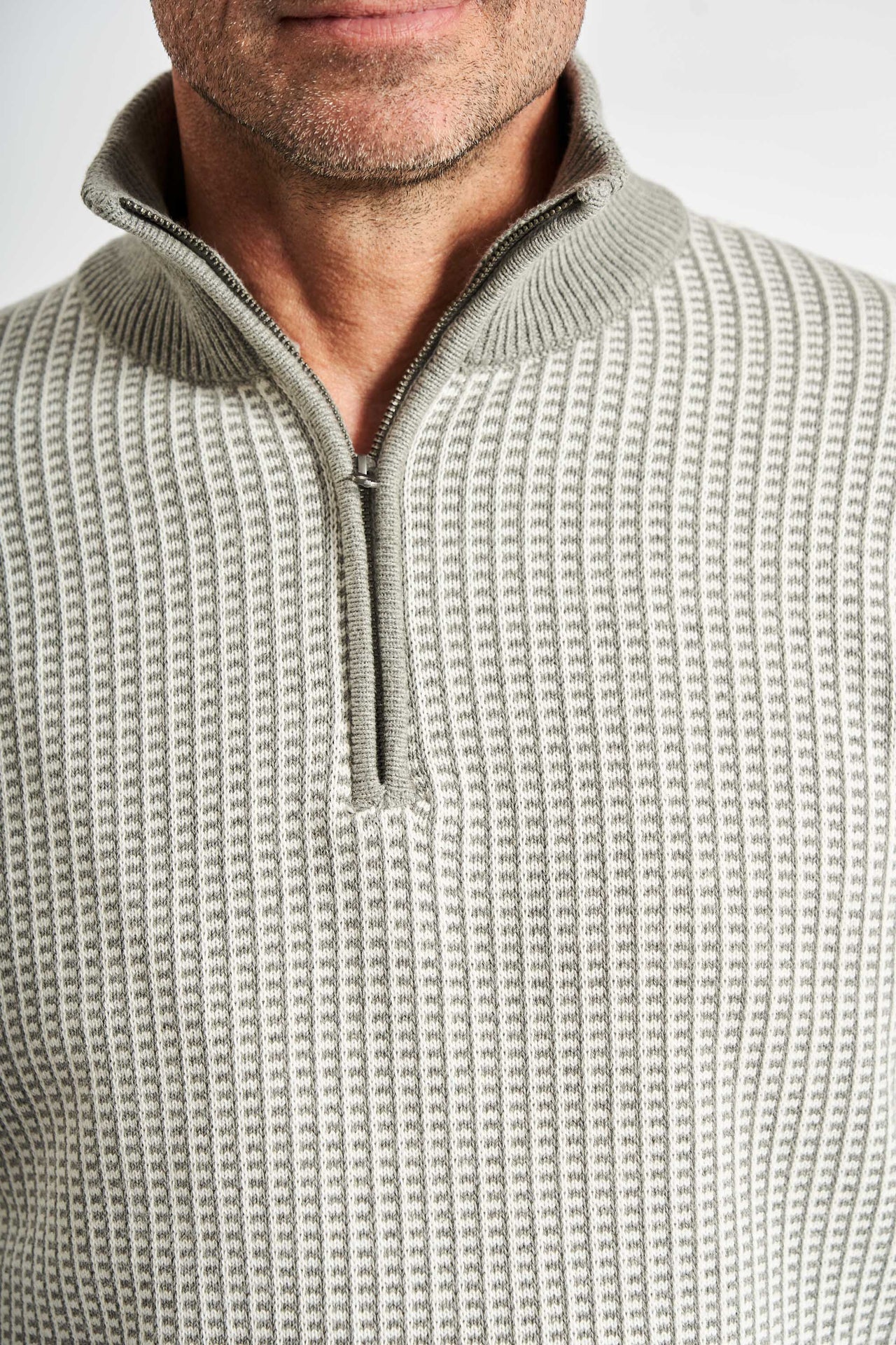 Half Zip Strik 'Kalle' - Off White/Grey Mel.