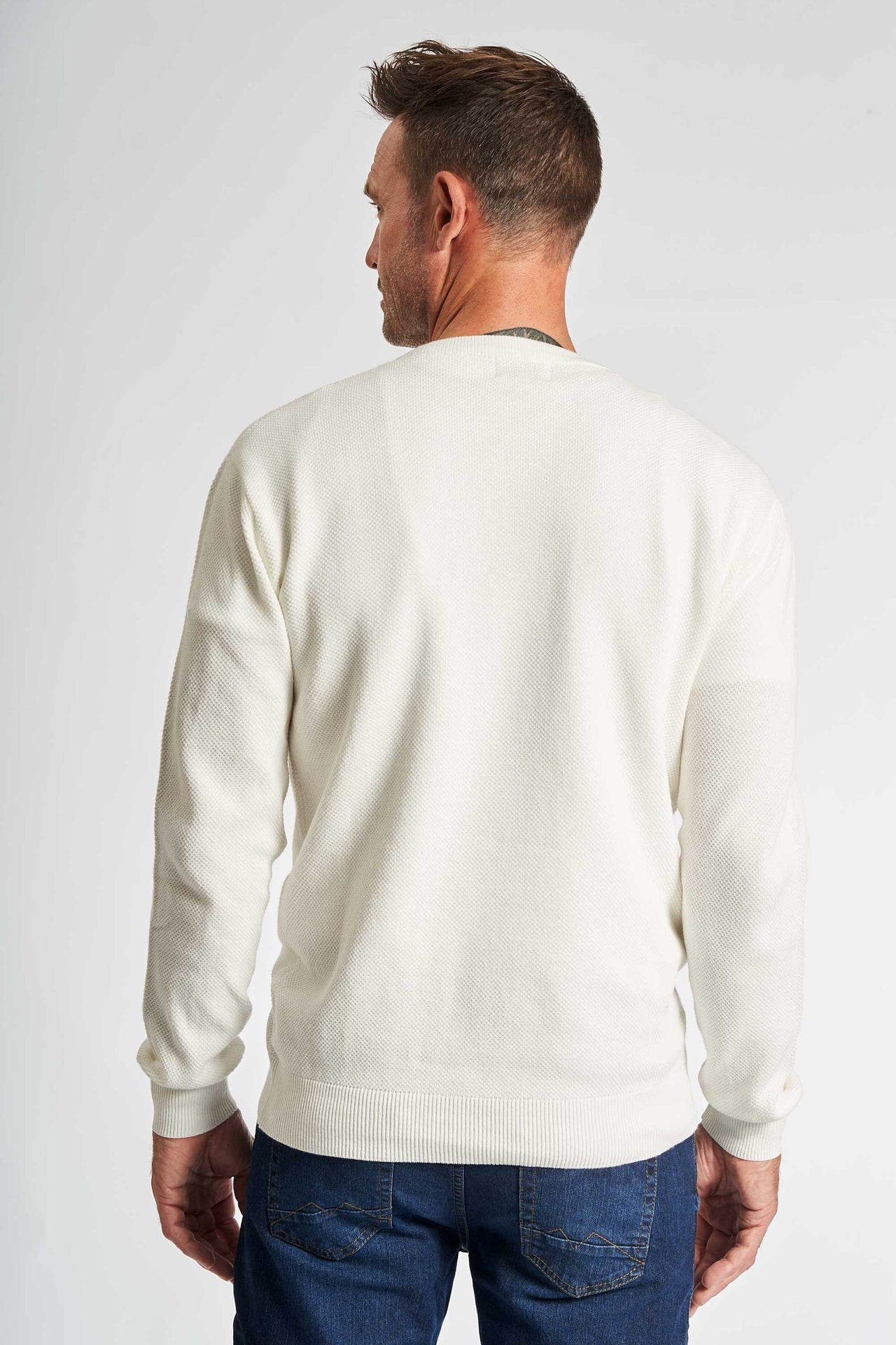 Half Zip Strik 'Kalle' - Off White Waffle