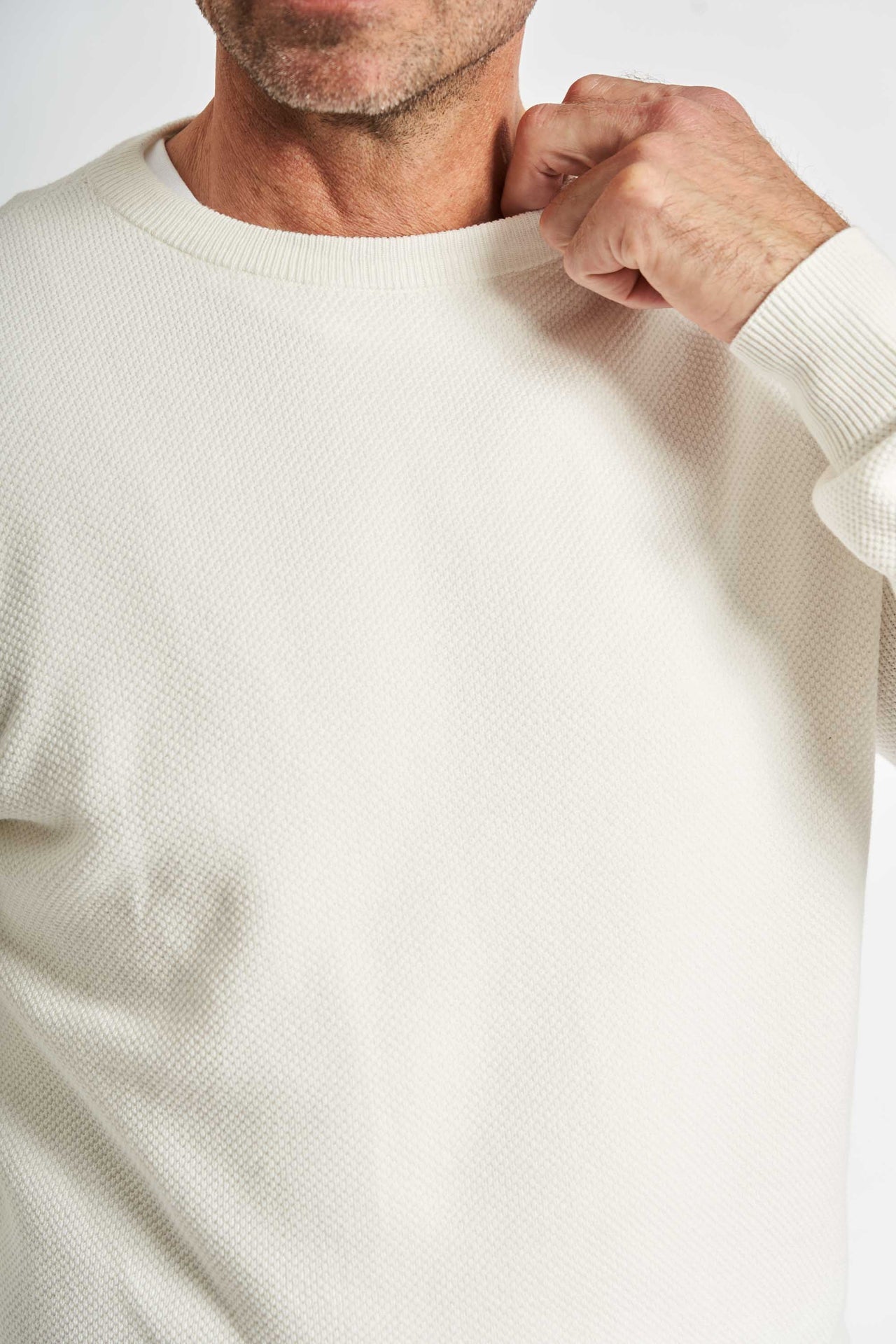 Half Zip Strik 'Kalle' - Off White Waffle