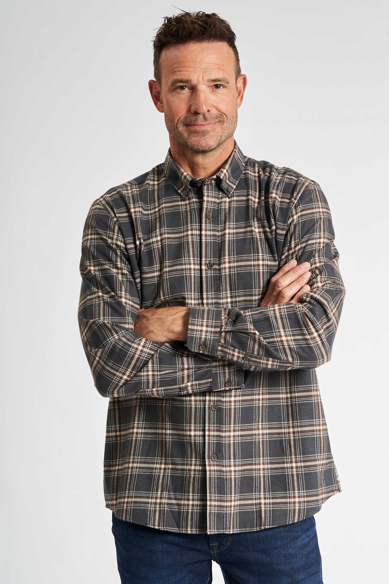Flannel Skjorte 'Aage' - Dark Grey Check