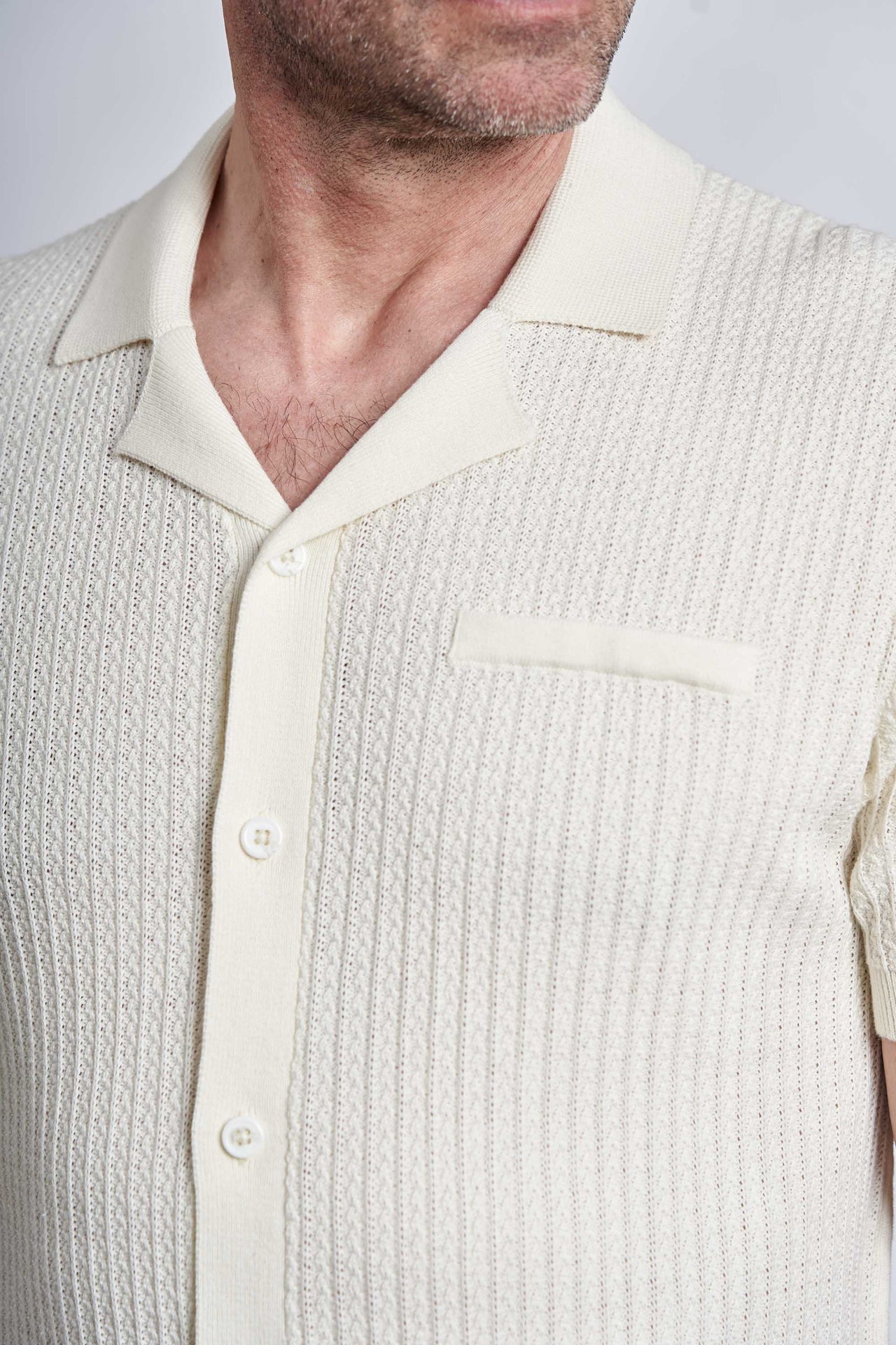 Cardigan Polo 'Hovborg' - Unbleached