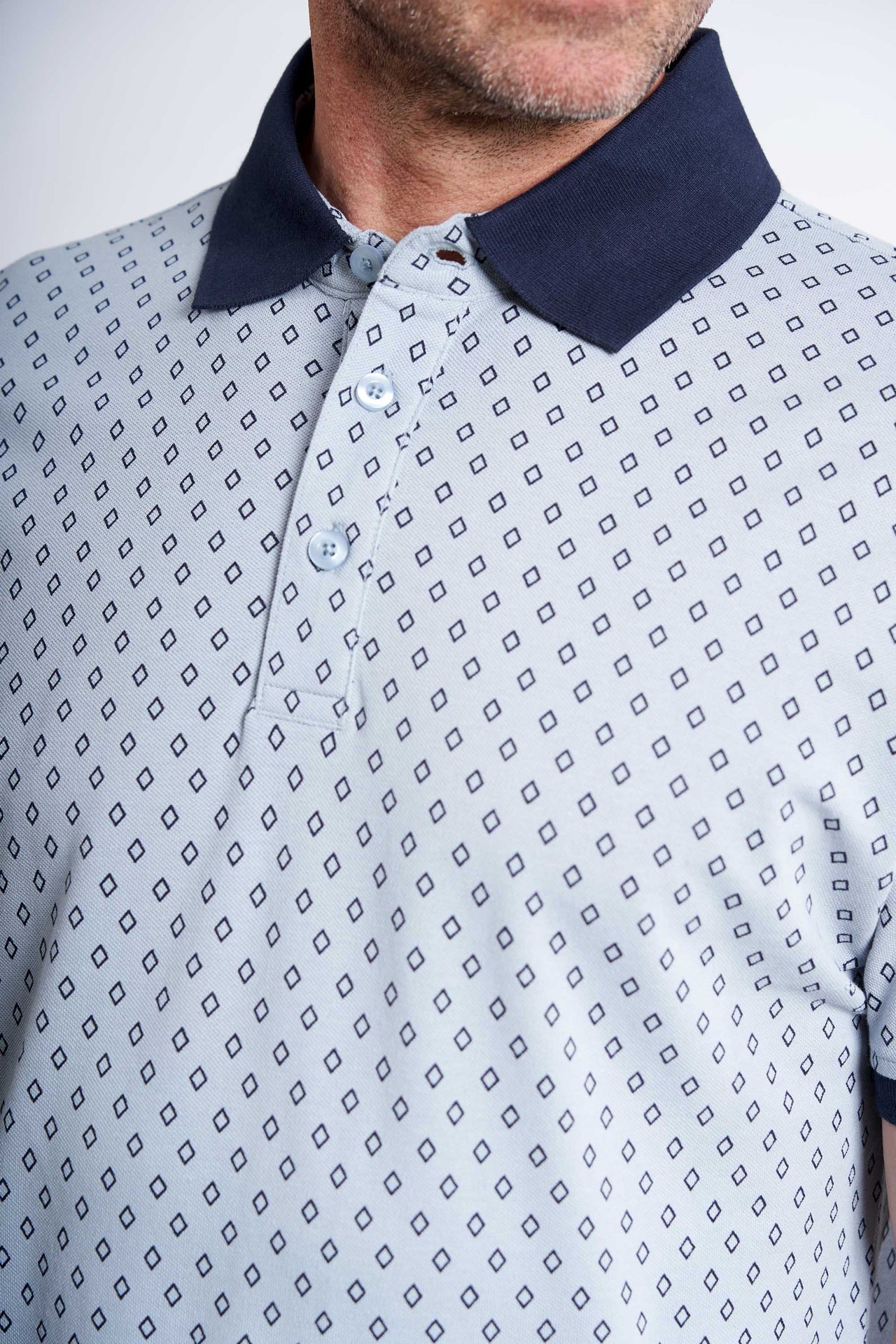Polo Pique 'Feifer' - Light Blue / AOP