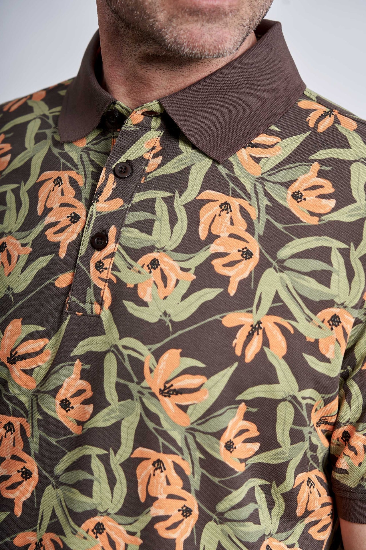 Polo Pique 'Feifer' - Brown / AOP