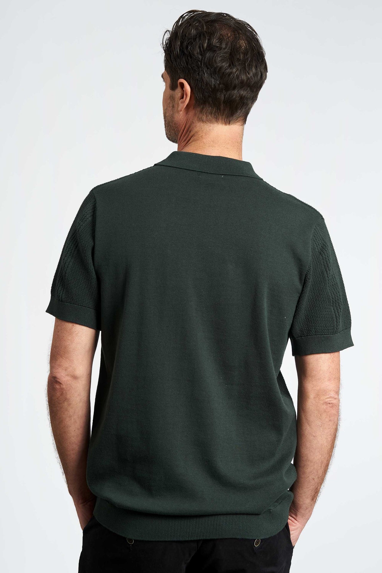 Strikket Polo 'Viuf' - Darkest Spruce