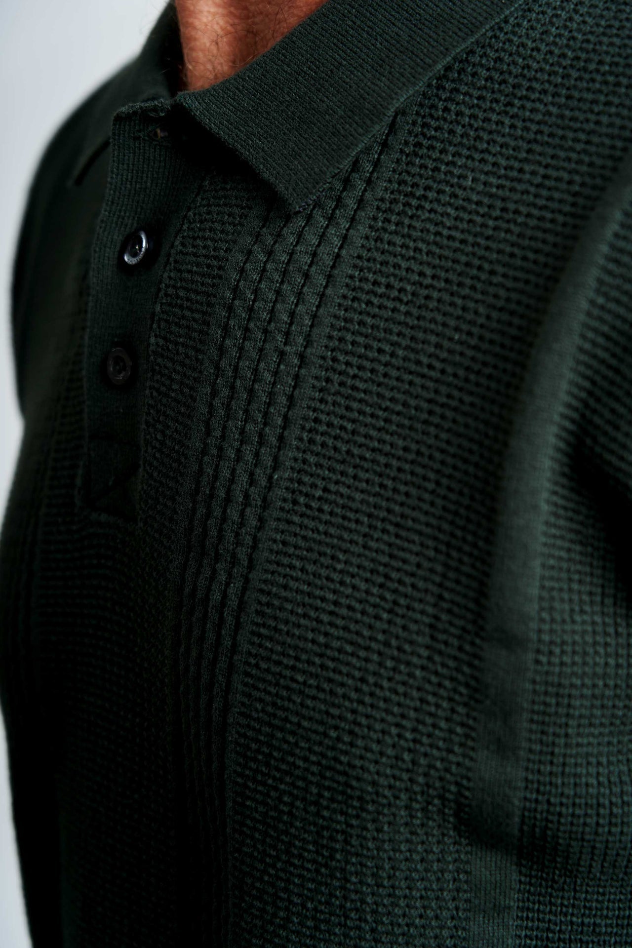 Strikket Polo 'Viuf' - Darkest Spruce