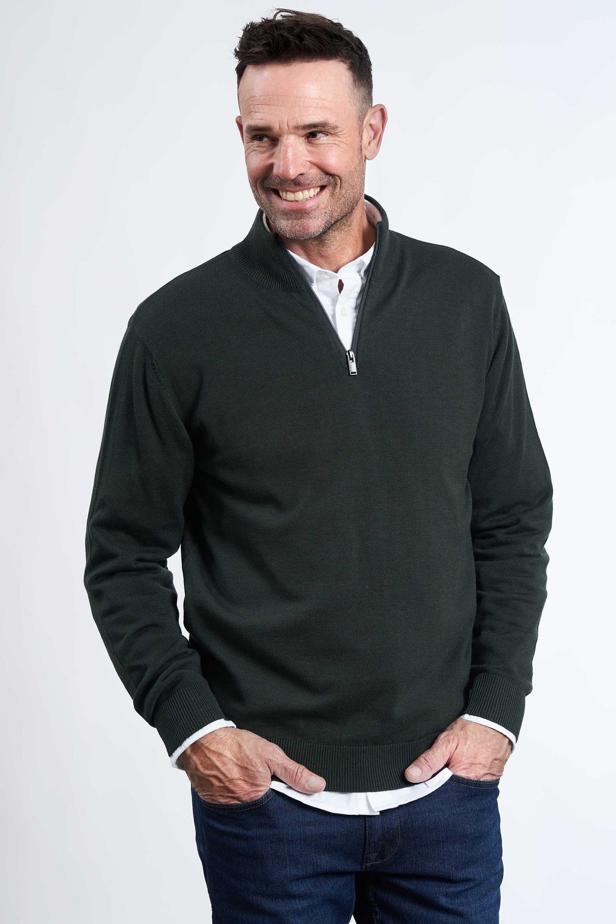 Half Zip Strik 'Havndal' - Hunter Green