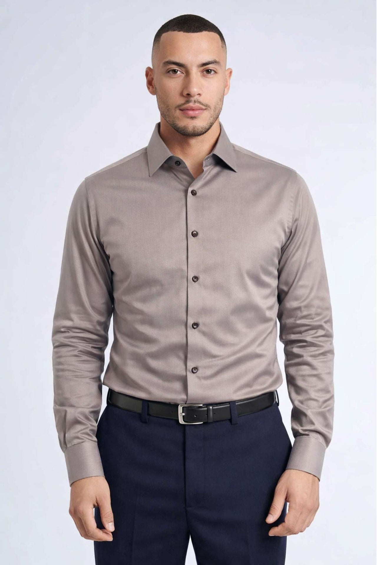 Skjorte 'Farstrup' - Brown Structure