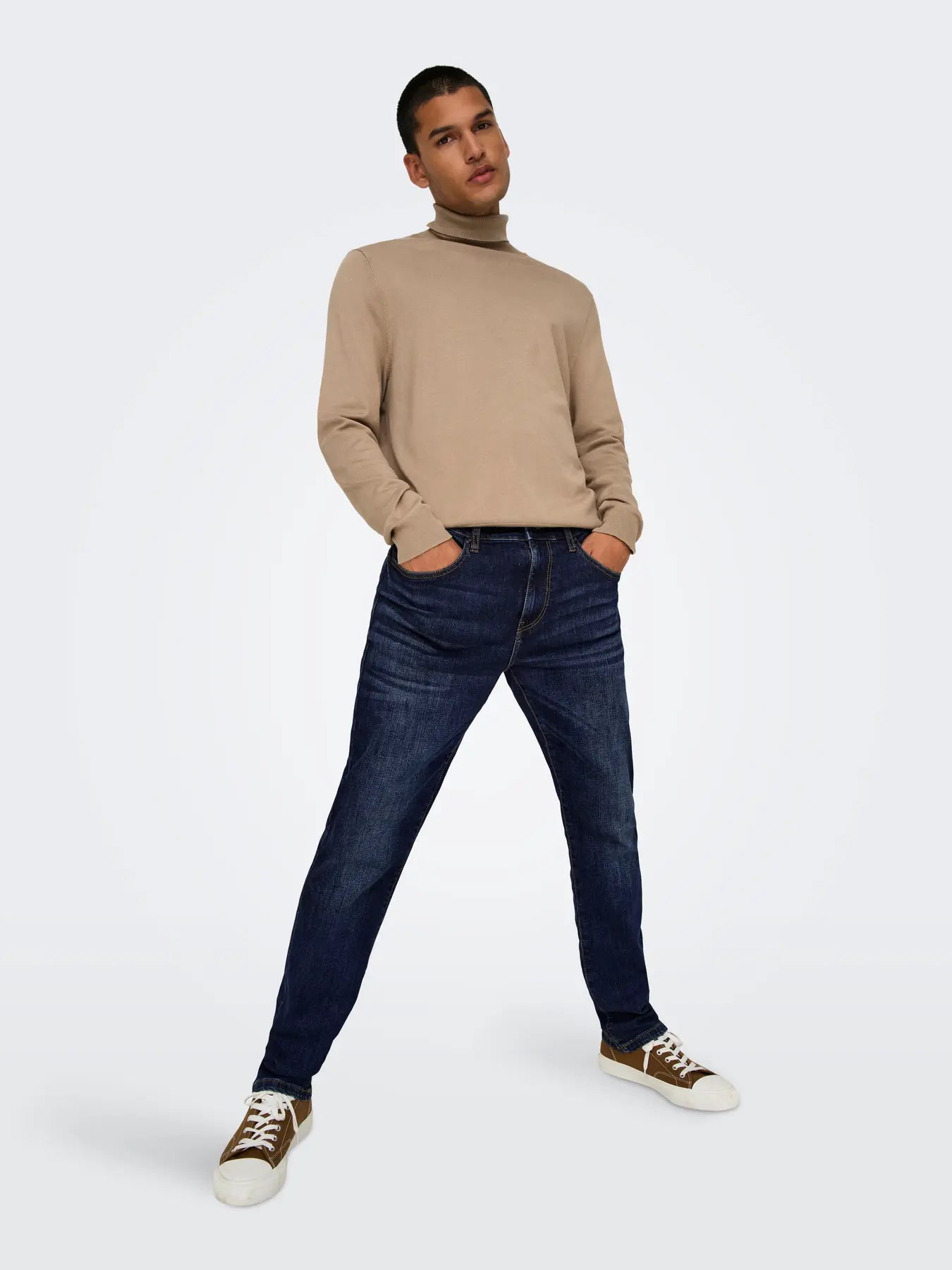 'Onsweft' Mellemhøj talje Regular fit Jeans - Dark Blue Denim