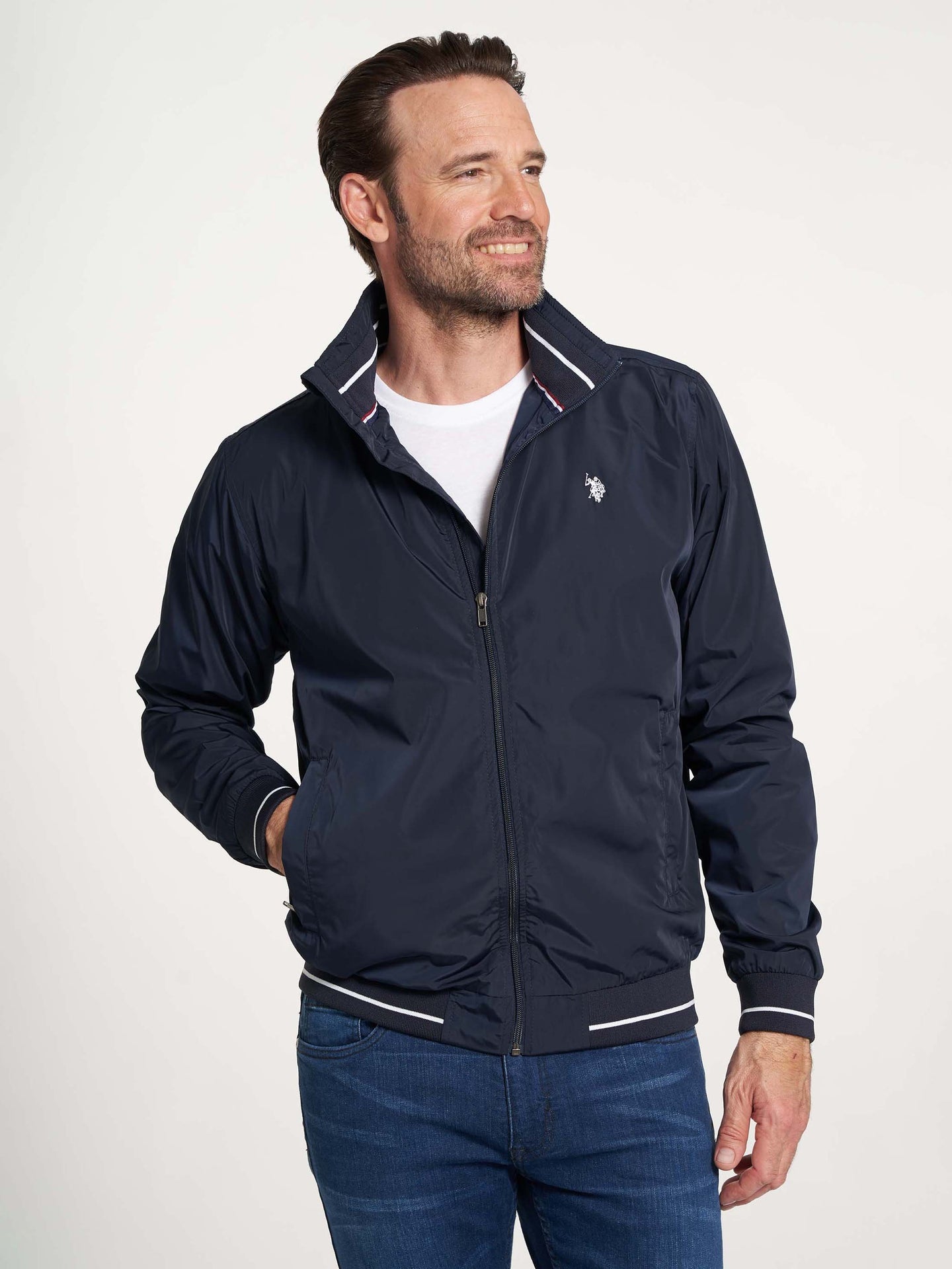 Cole jakke til mænd forår mørkeblå med logo