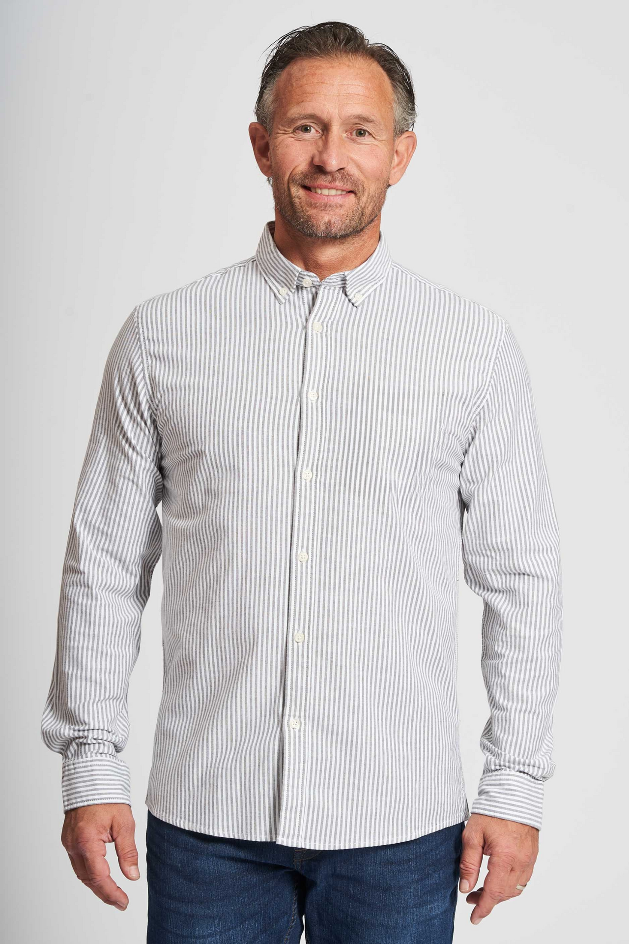 Oxford Skjorte 'Aabjørn' - Dark Olive/White Pin