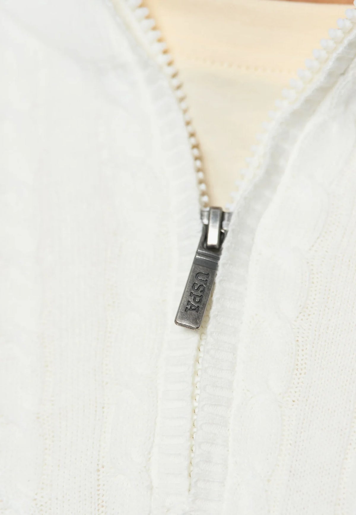 Kabel Strik Half-Zip 'Romeo' - Cloud Dancer