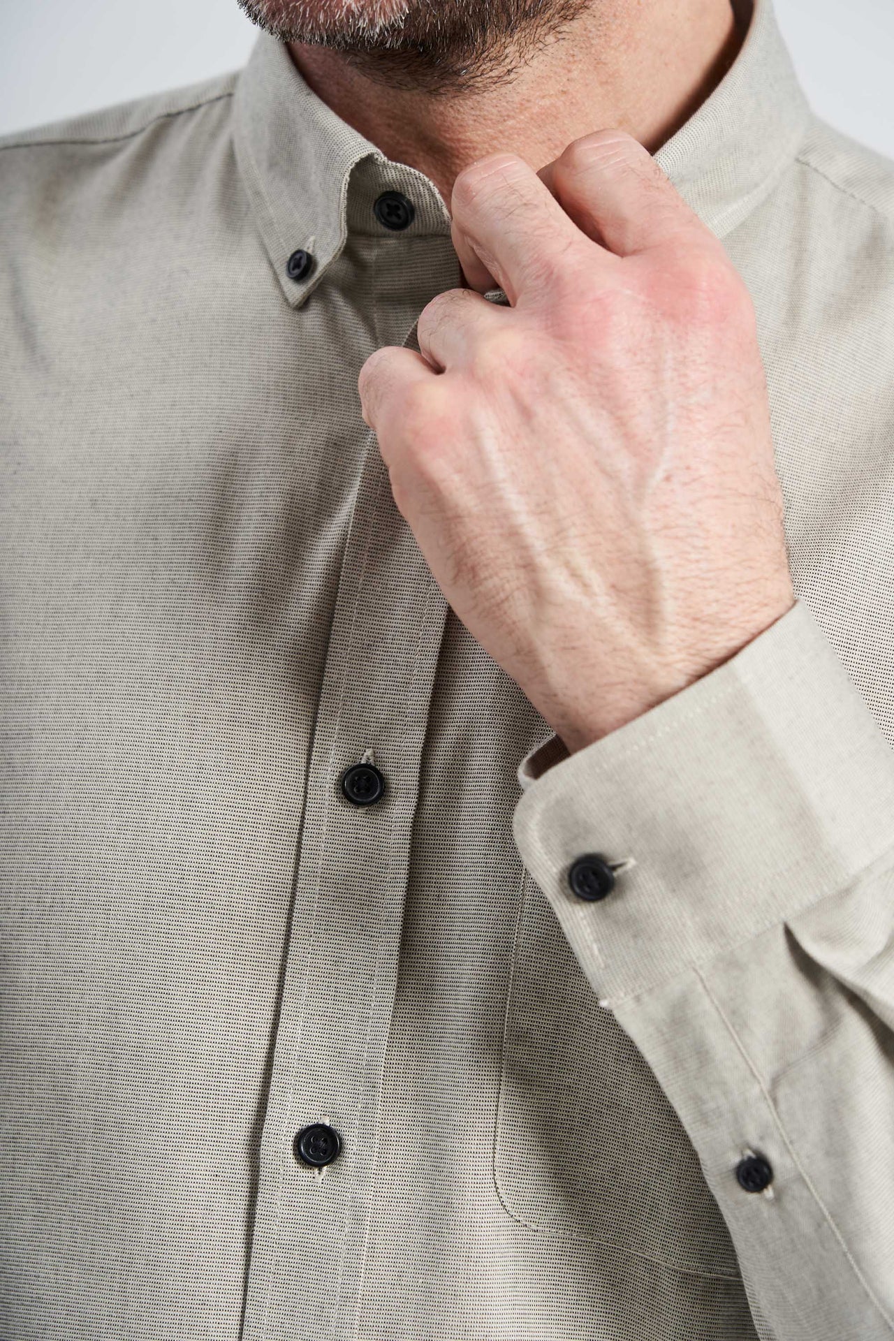 Fil-á-Fil Skjorte 'Arthur' - Sand/Black