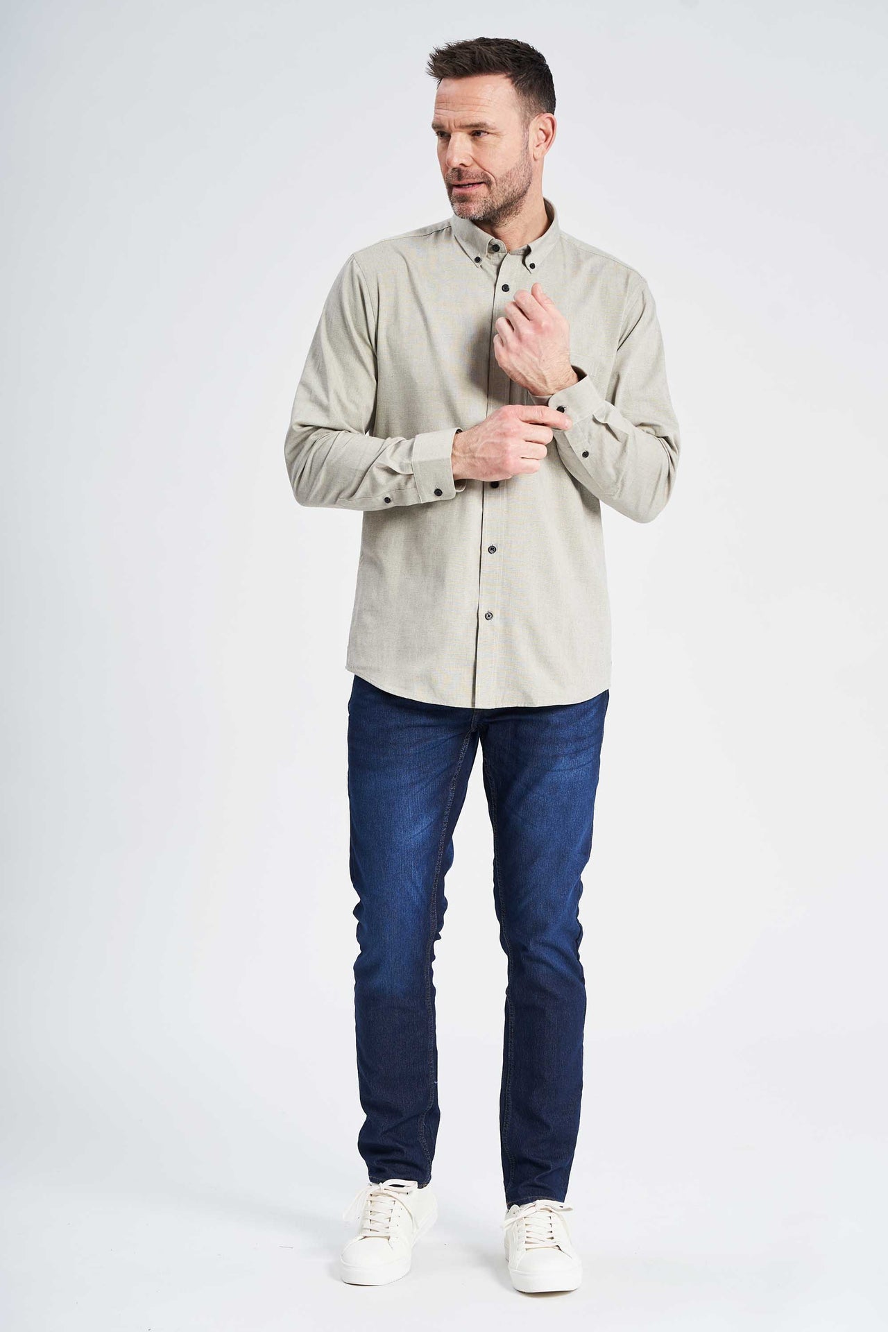 Fil-á-Fil Skjorte 'Arthur' - Sand/Black