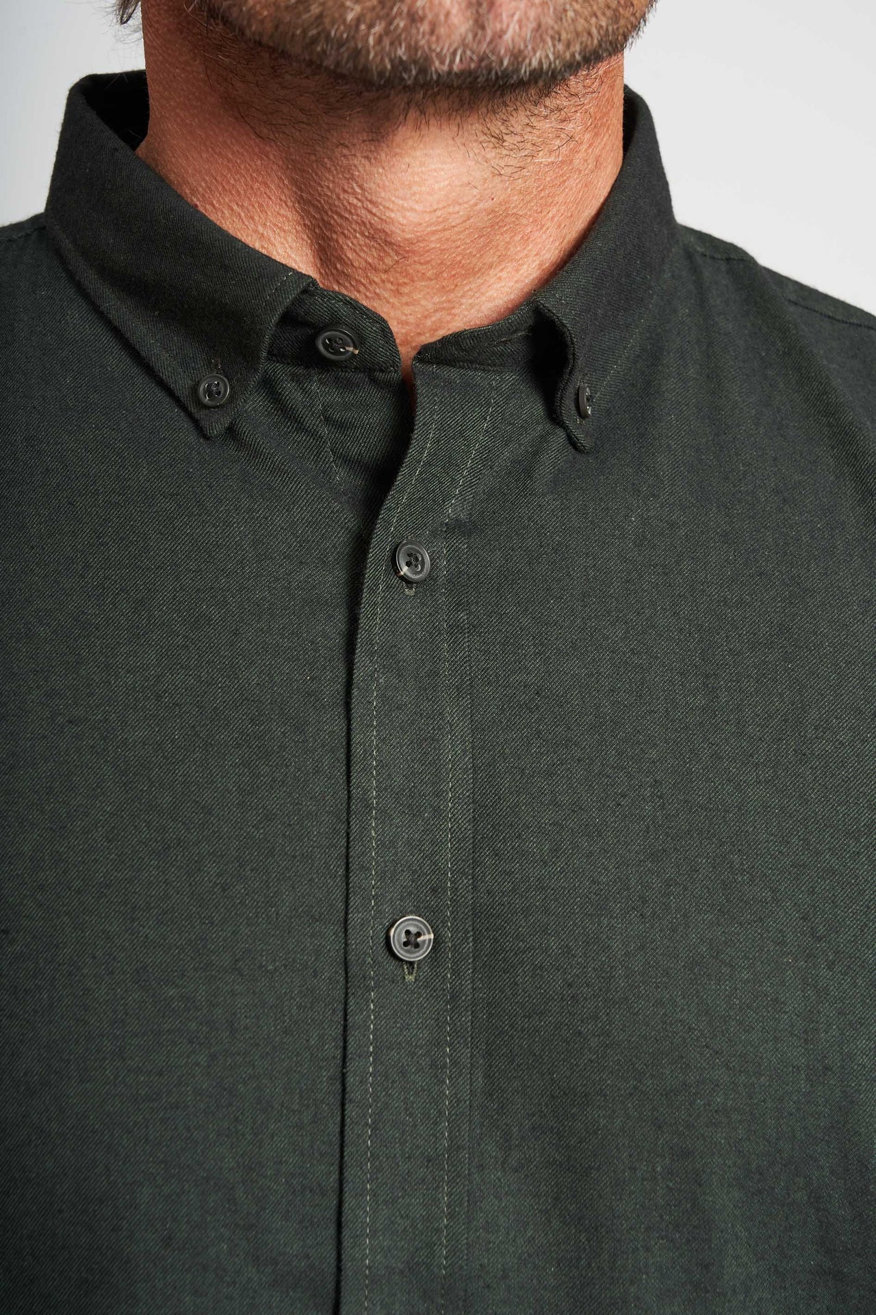 Flannel Skjorte  'Aage' - Olive Melange