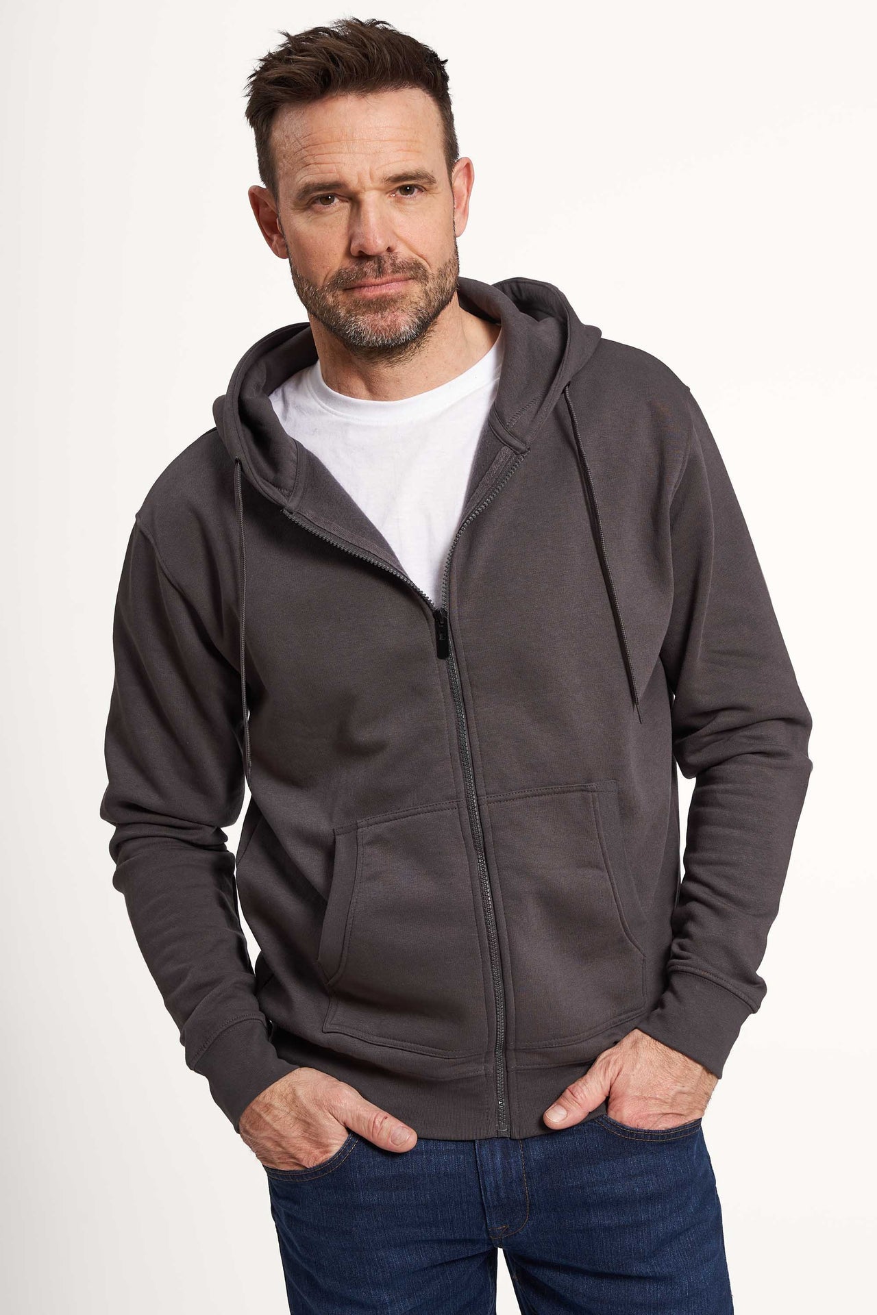 Sweat Cardigan 'Trige' - Dark Cement