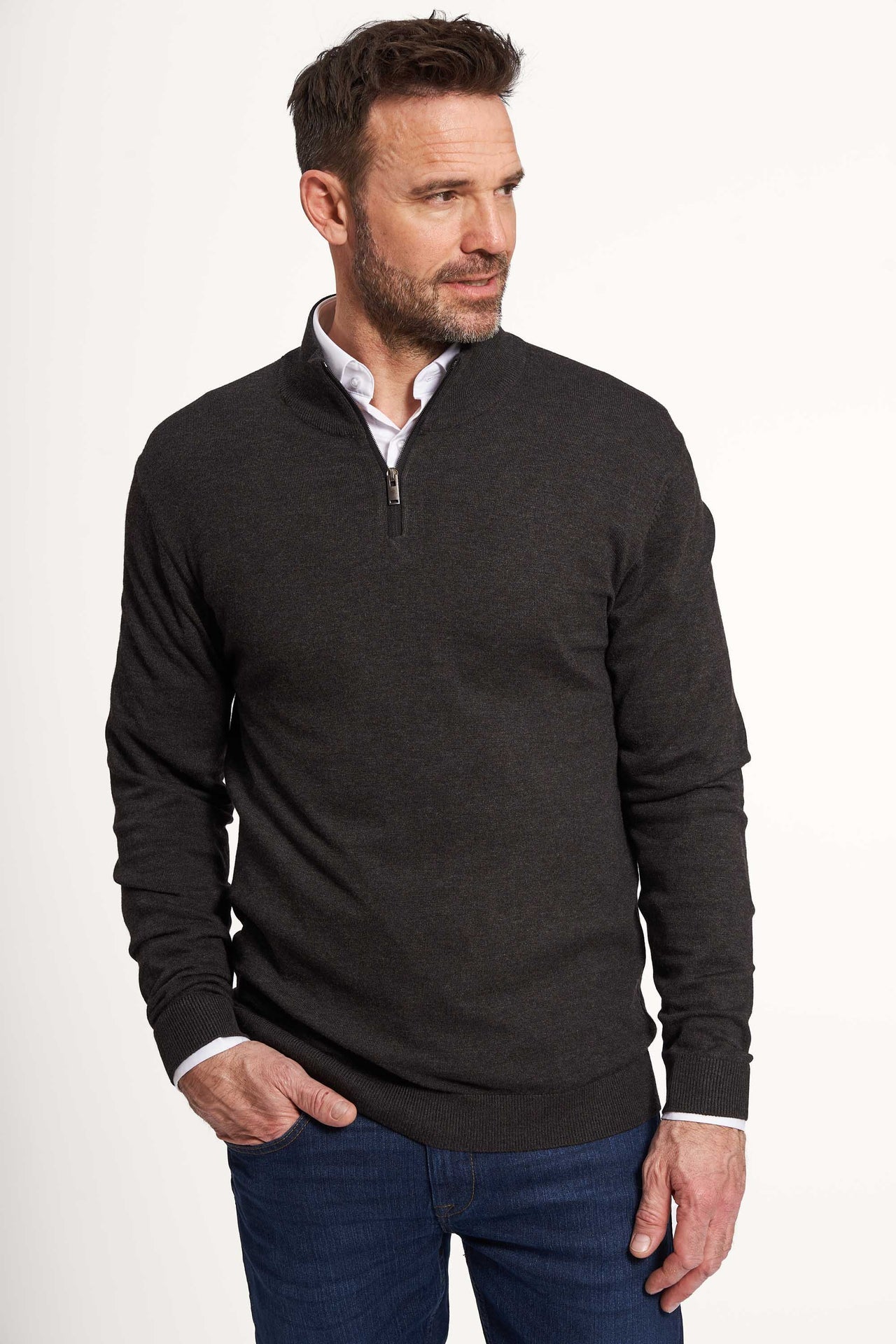 Halfzip Strik 'Gistrup' - Dark Grey Melange